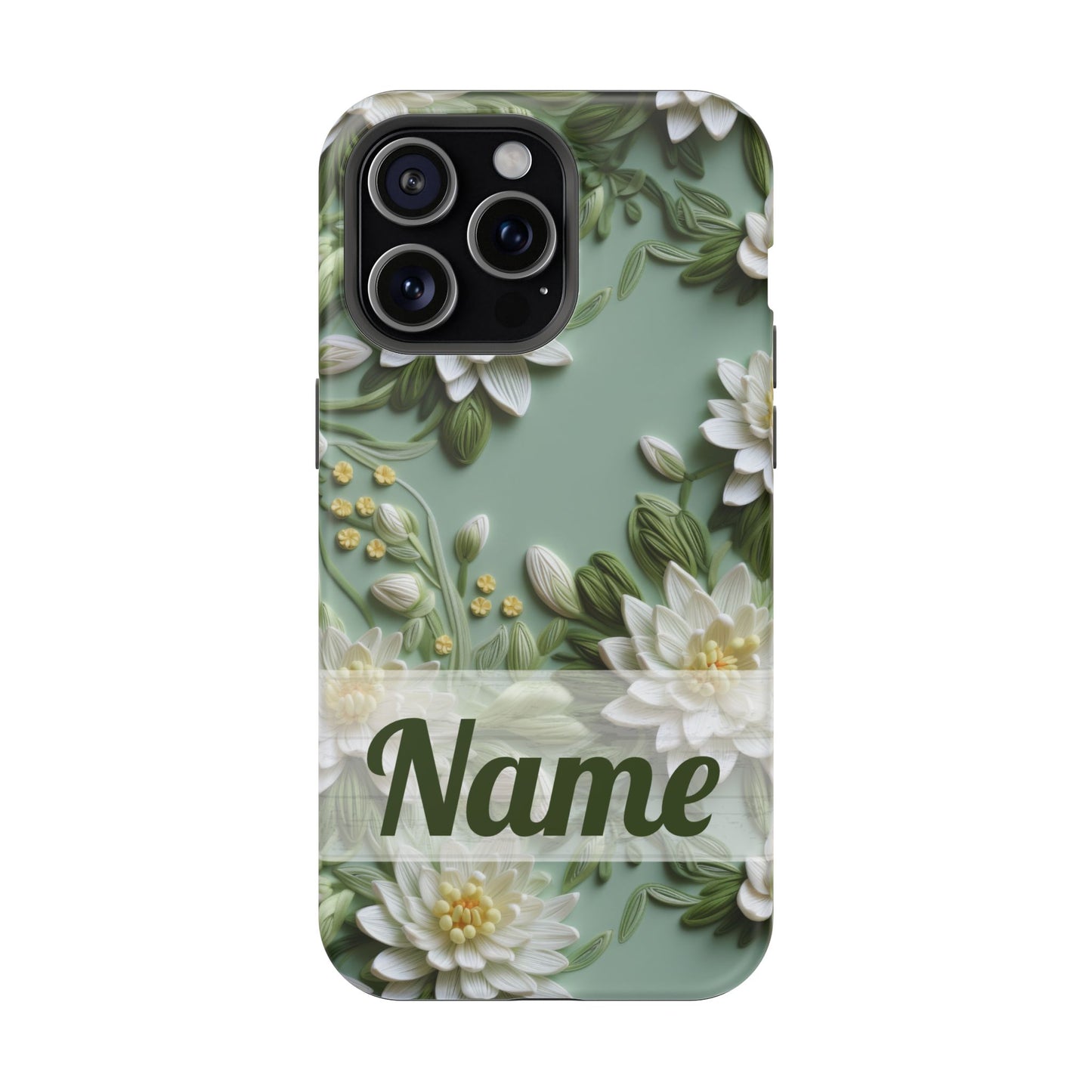 July Birth Flower Phone Case • Embroidered Water Lily iPhone Cover • Pastel MagSafe Gift