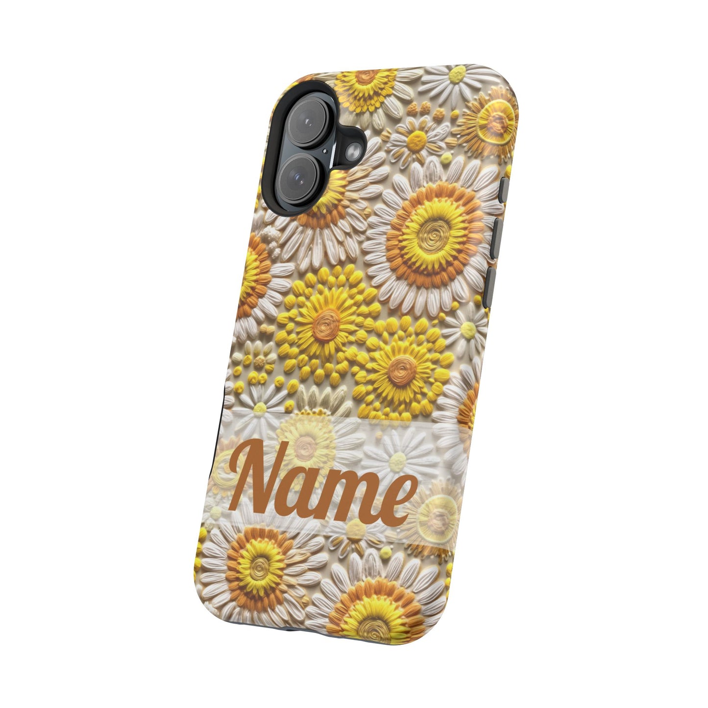 April Birth Flower Phone Case • Embroidered Daisy iPhone Cover • Colorful MagSafe Gift Idea