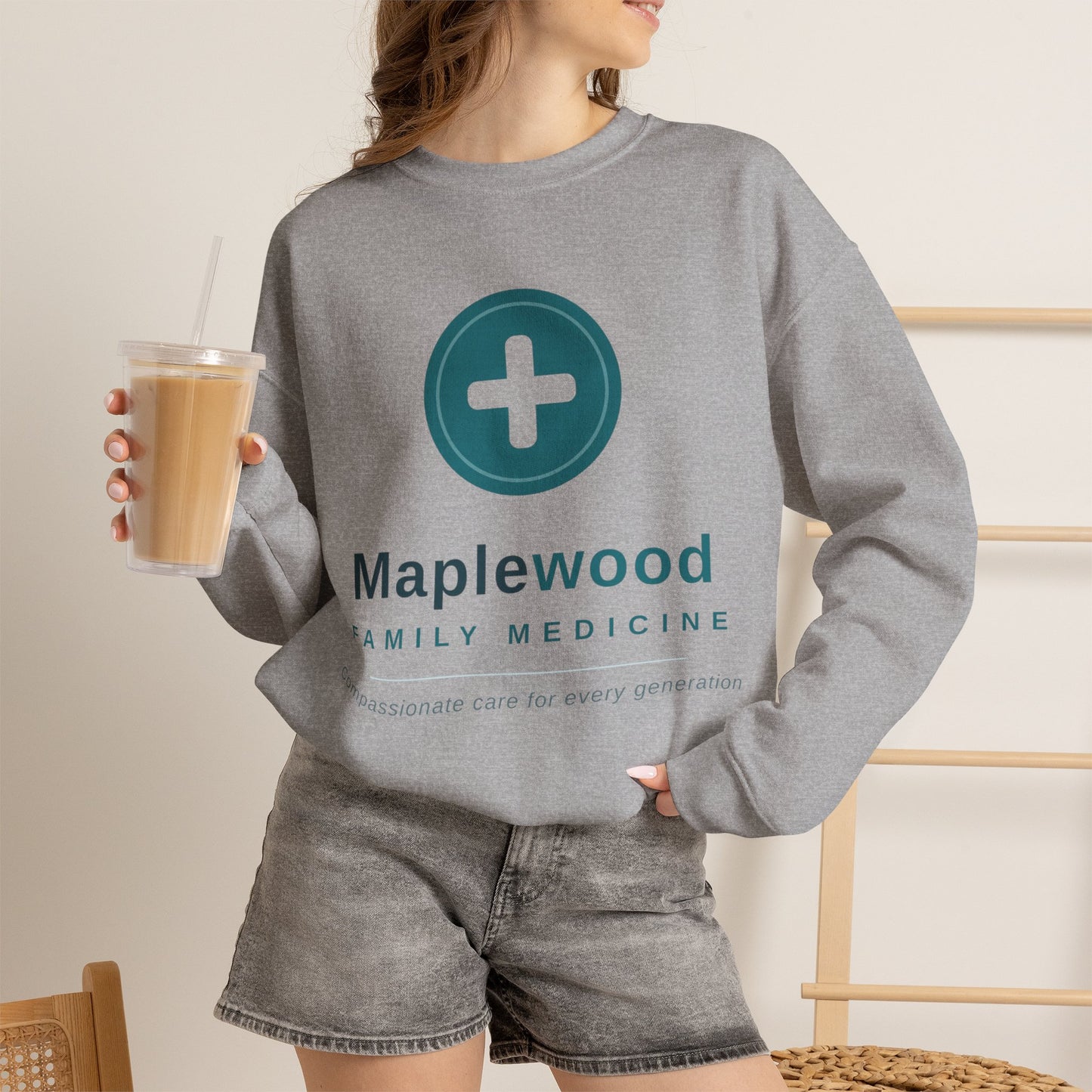 Custom Medical Office Logo Sweatshirt Clinic Team Gift Personalized Practice Crewneck Gildan 18000