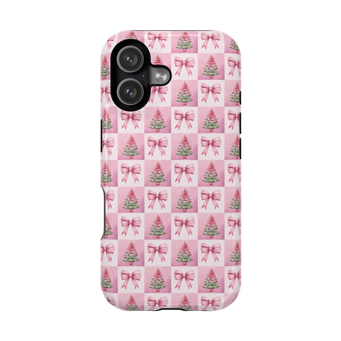 Pink Retro Christmas Tree & Coquette Phone Case - Christmas Phone Case Impact-Resistant Cases iPhone Samsung