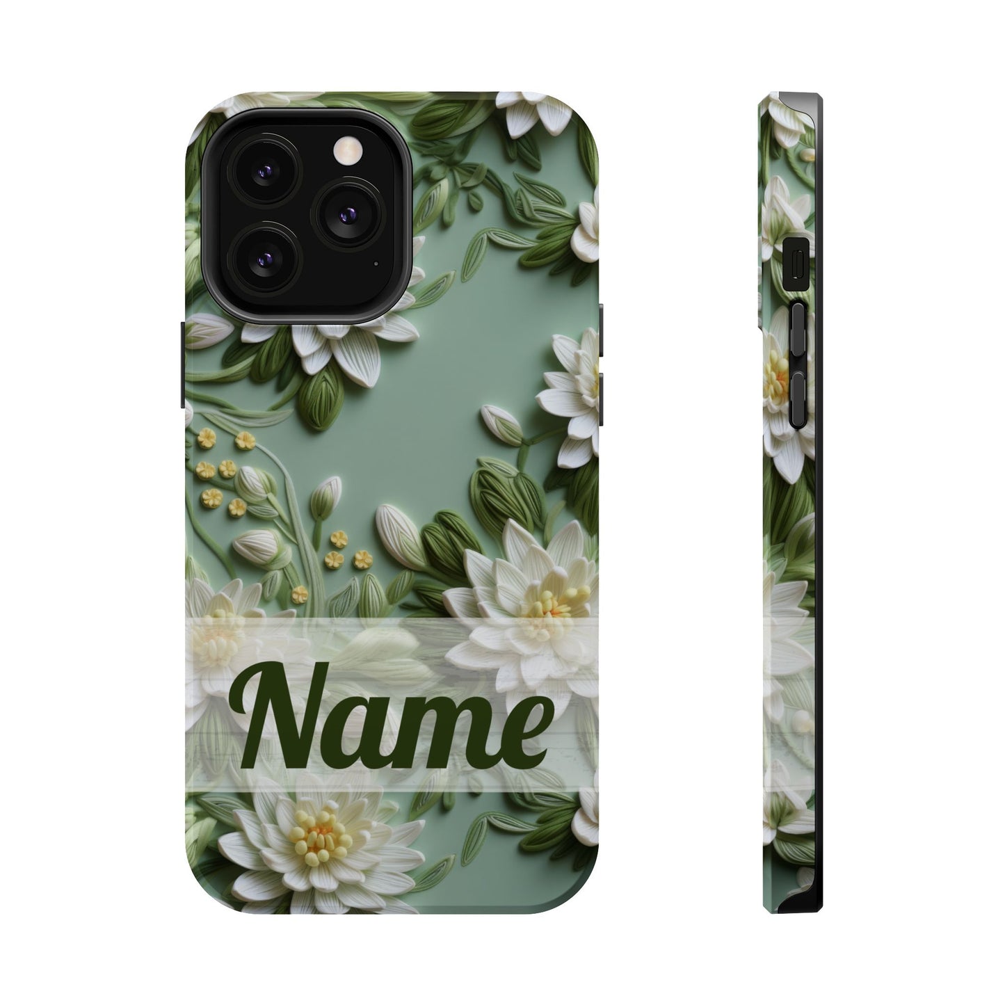 July Birth Flower Phone Case • Embroidered Water Lily iPhone Cover • Pastel MagSafe Gift