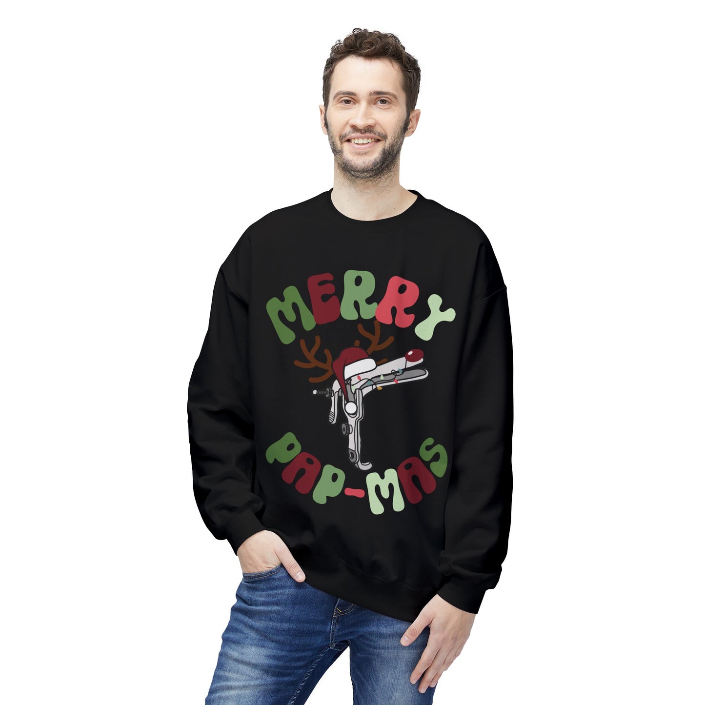 Merry Pap-Mas Funny Gyno Christmas Sweatshirt gynecology office - Unisex Midweight Softstyle Fleece Crewneck Gildan SF000 Sweatshirt pullover