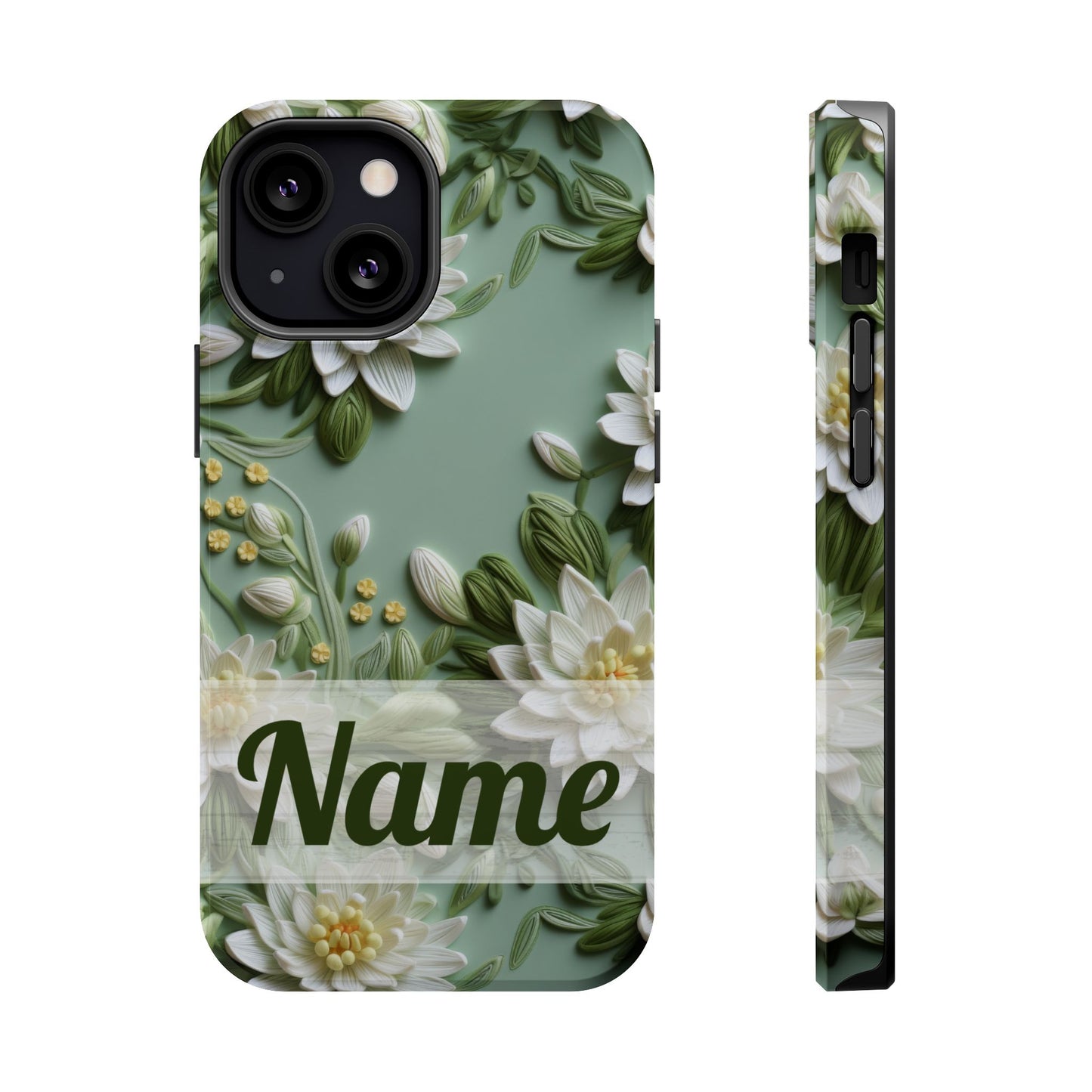 July Birth Flower Phone Case • Embroidered Water Lily iPhone Cover • Pastel MagSafe Gift