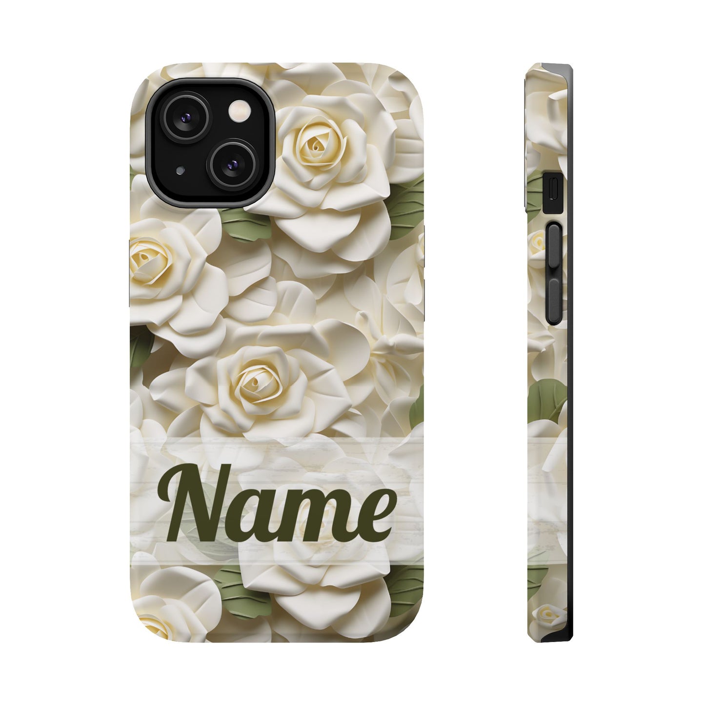 June Birth Flower Phone Case • White Paper Rose iPhone Cover • 3D Floral MagSafe Gift
