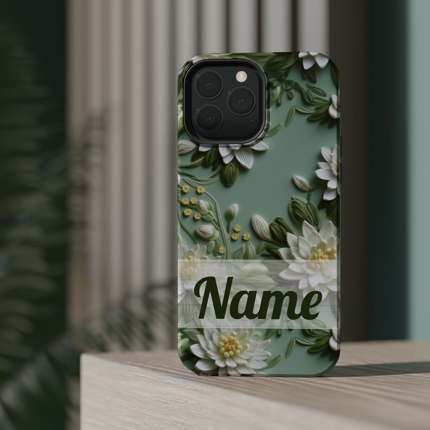 July Birth Flower Phone Case • Embroidered Water Lily iPhone Cover • Pastel MagSafe Gift