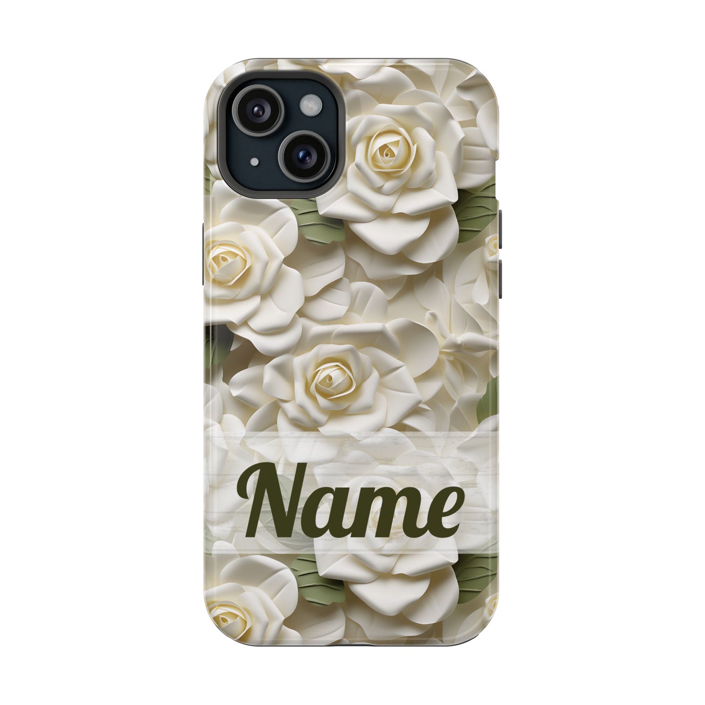 June Birth Flower Phone Case • White Paper Rose iPhone Cover • 3D Floral MagSafe Gift