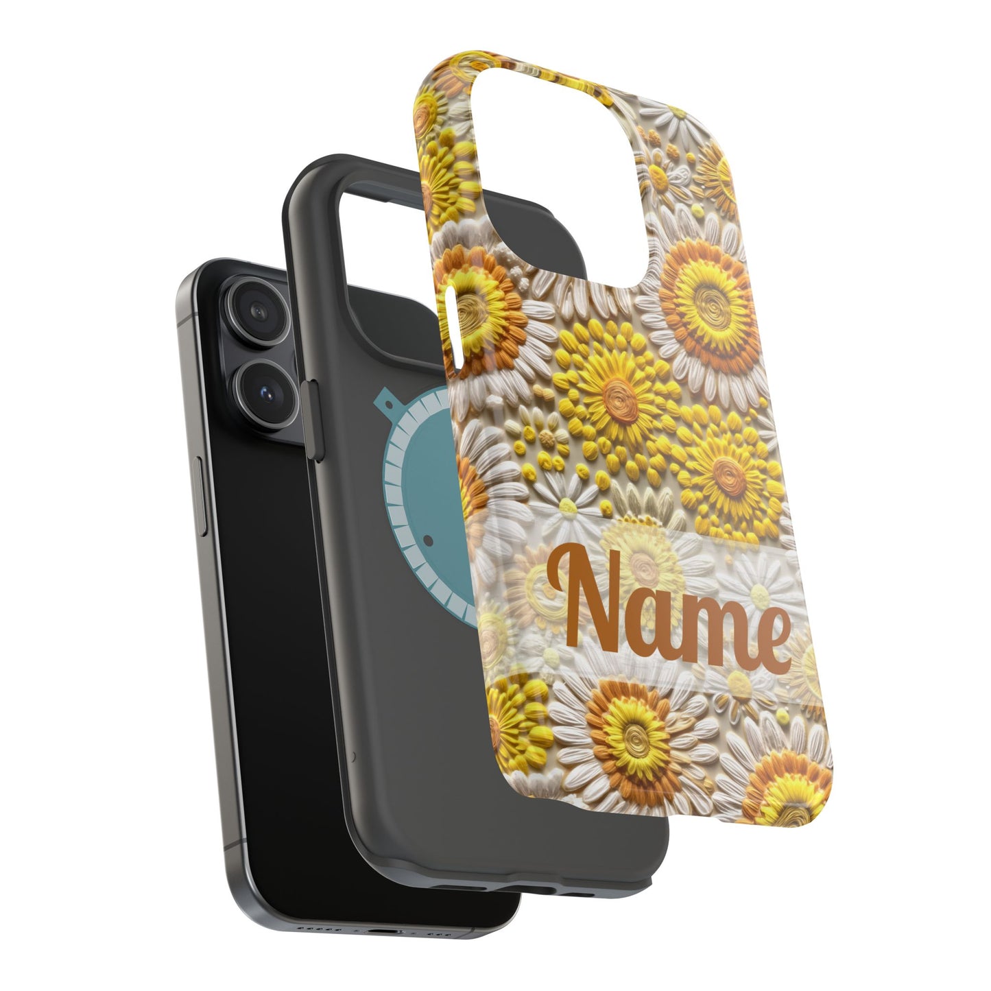 April Birth Flower Phone Case • Embroidered Daisy iPhone Cover • Colorful MagSafe Gift Idea