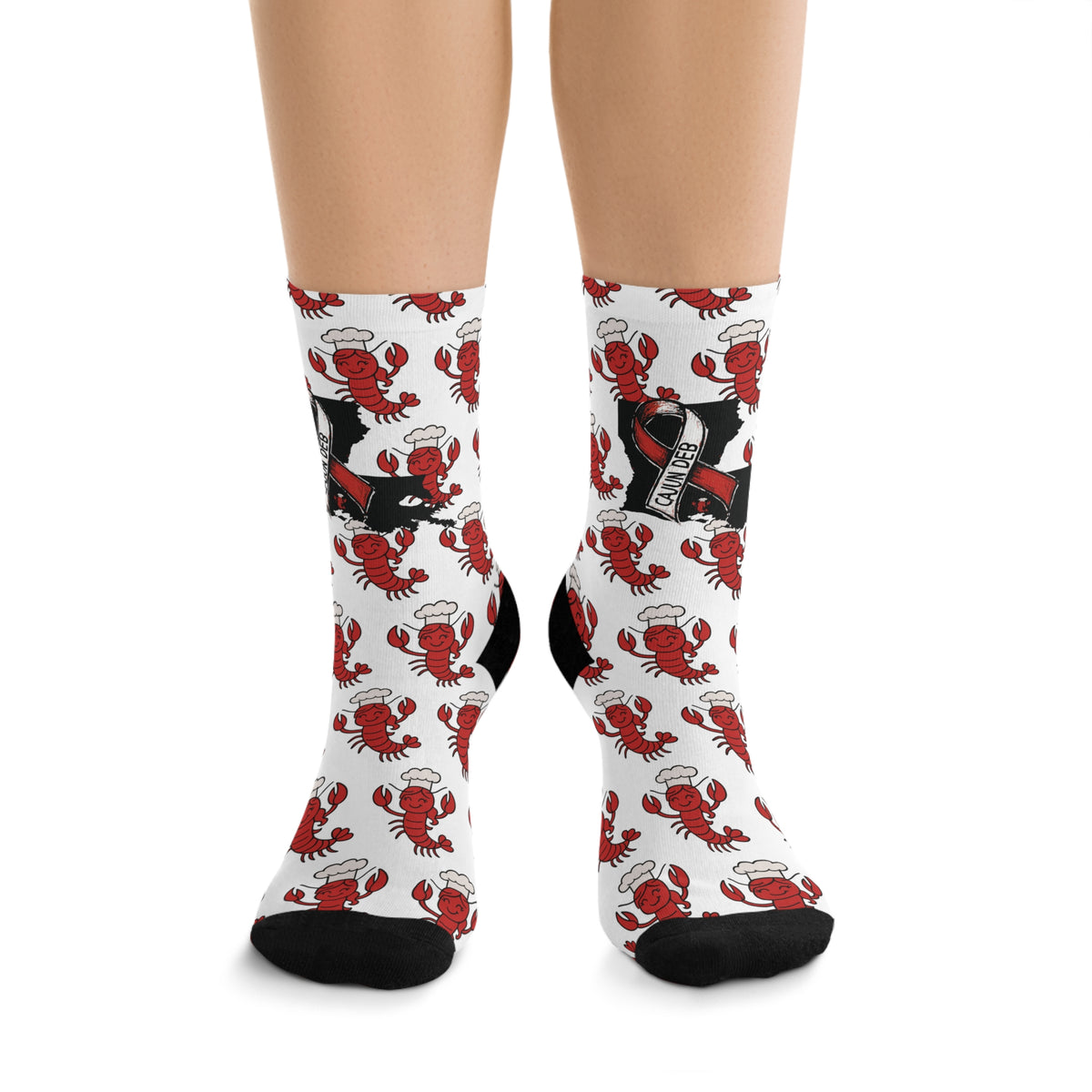 Crawfish Socks — Louisiana Crew Socks with Cajun Deb Logo, Eco-Friendly Recycled Poly