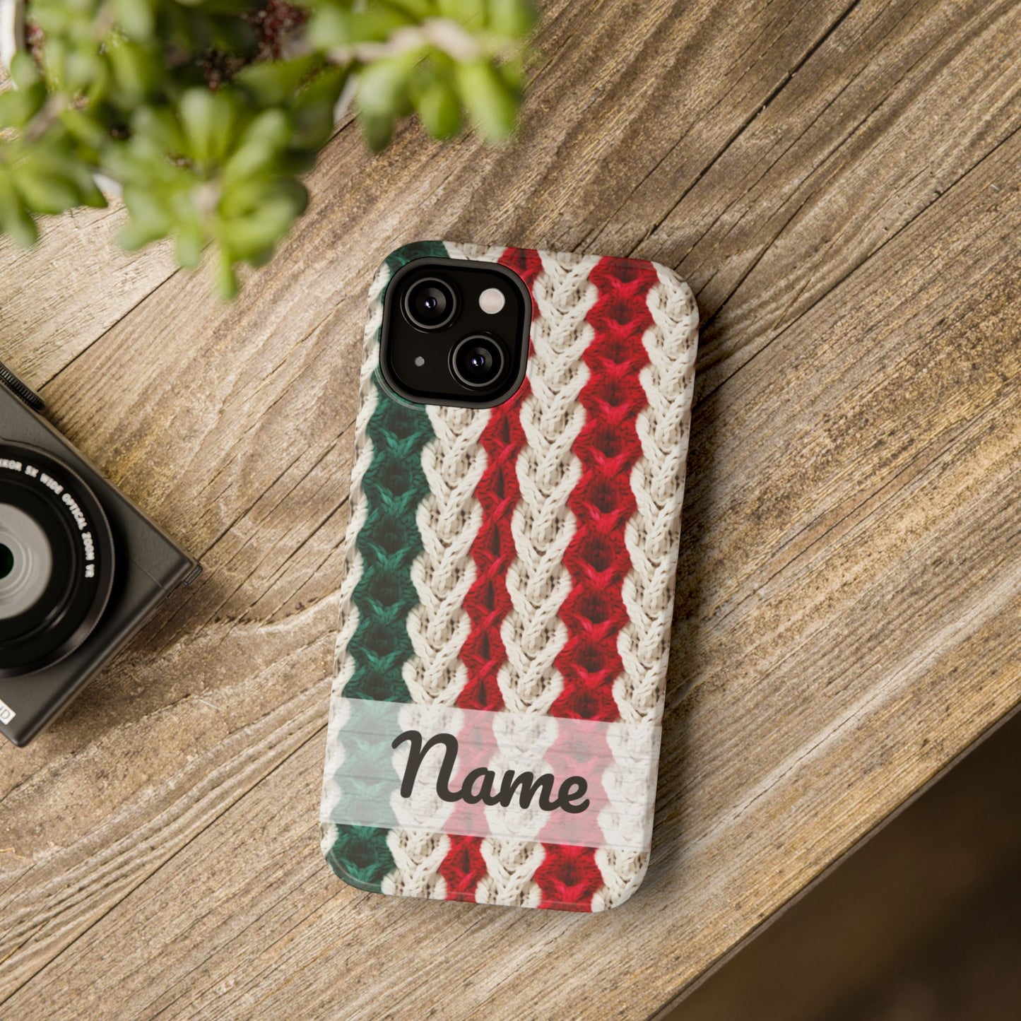 Vintage Christmas Crocheted Afghan Phone Case - Personalized Christmas Phone Case Impact-Resistant Case