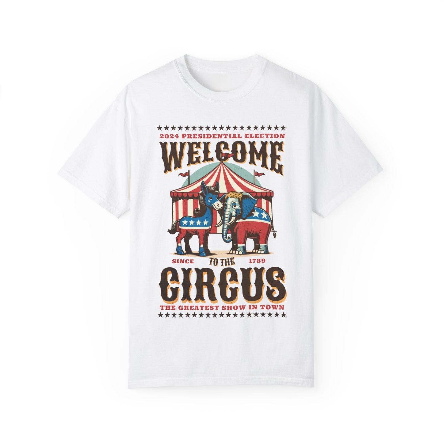 Political Circus T-Shirt | Elephant & Donkey Satire Unisex Garment-Dyed T-shirt election Comfort Colors 1717