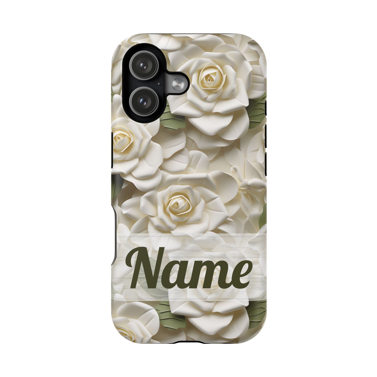 June Birth Flower Phone Case • White Paper Rose iPhone Cover • 3D Floral MagSafe Gift