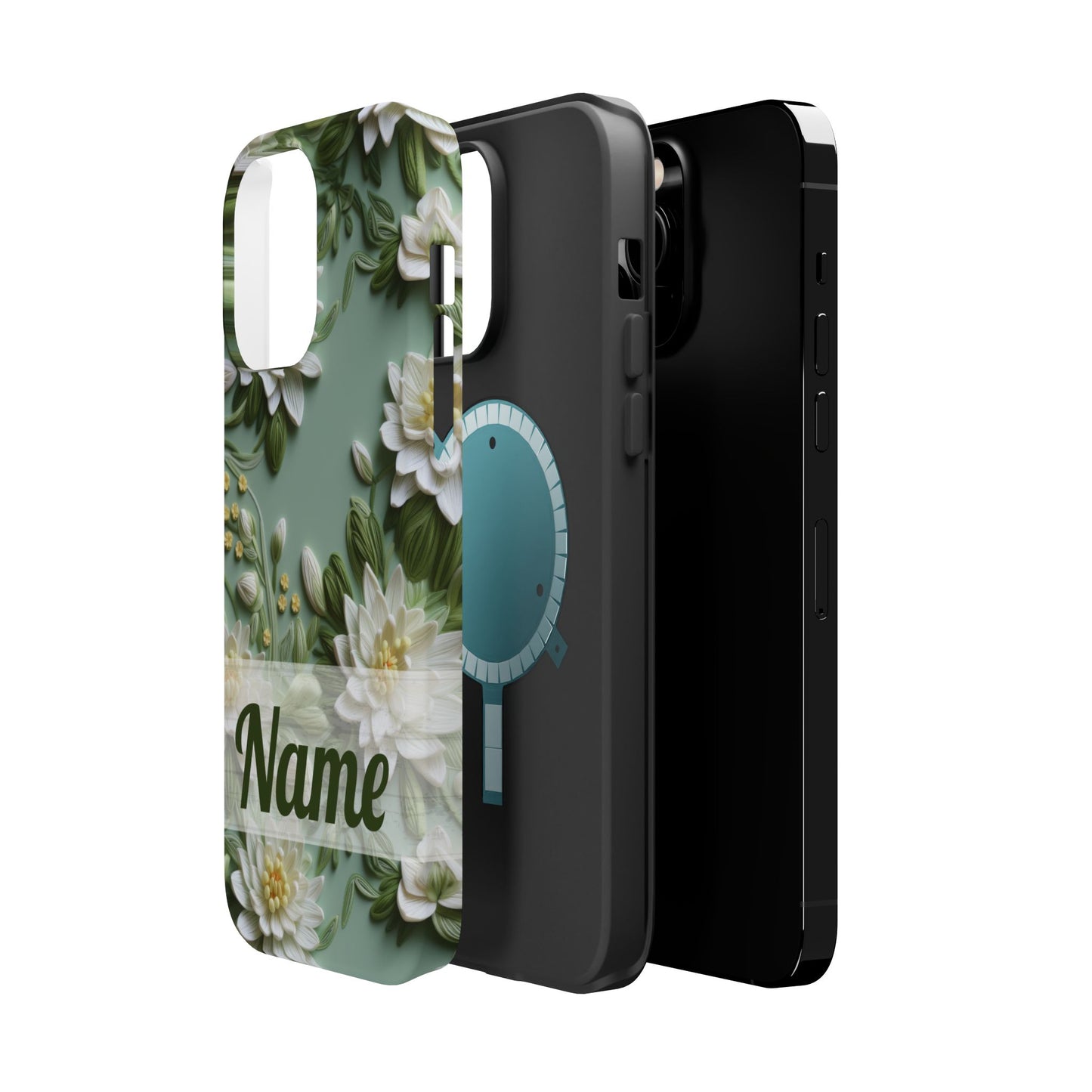 July Birth Flower Phone Case • Embroidered Water Lily iPhone Cover • Pastel MagSafe Gift