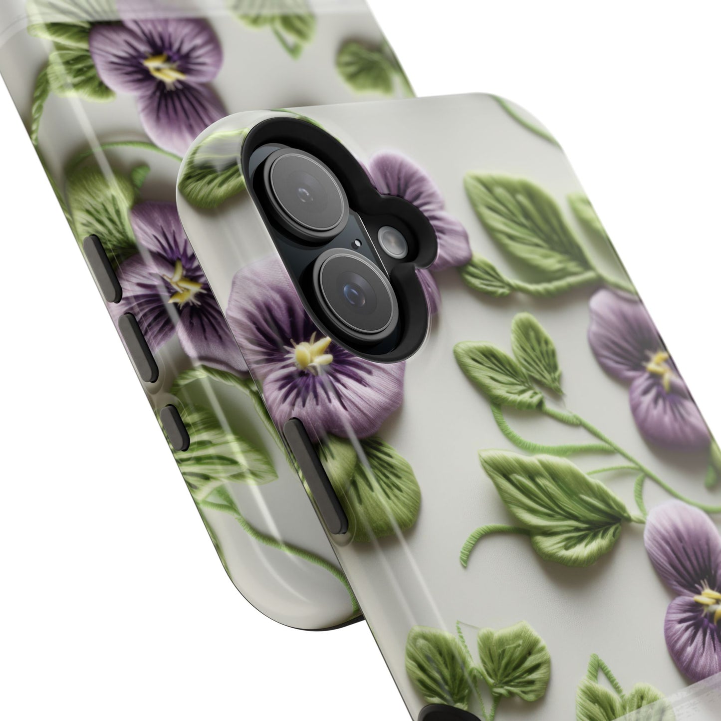 February Birth Flower Phone Case • Violet Embroidery iPhone Cover • MagSafe Gift for Her