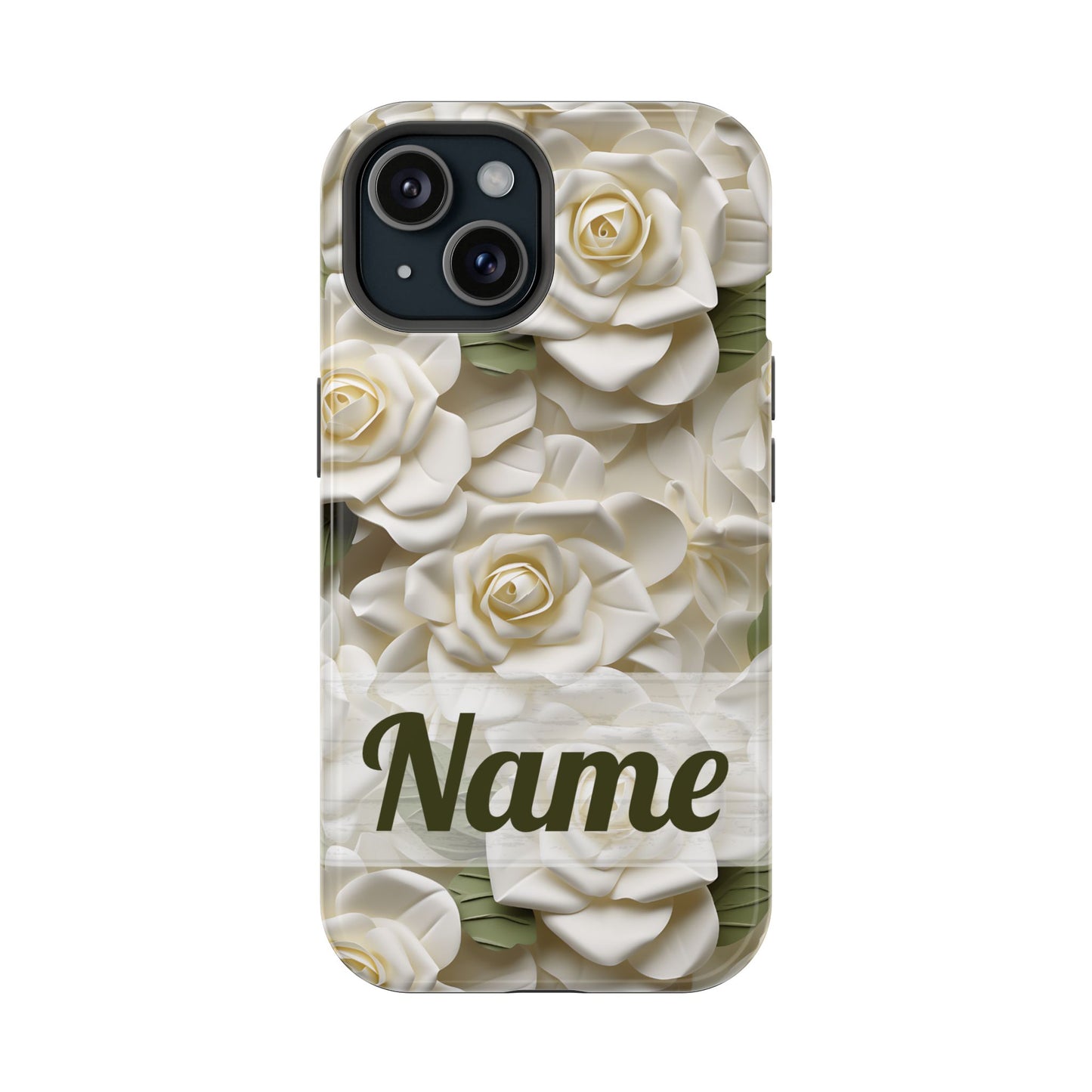 June Birth Flower Phone Case • White Paper Rose iPhone Cover • 3D Floral MagSafe Gift