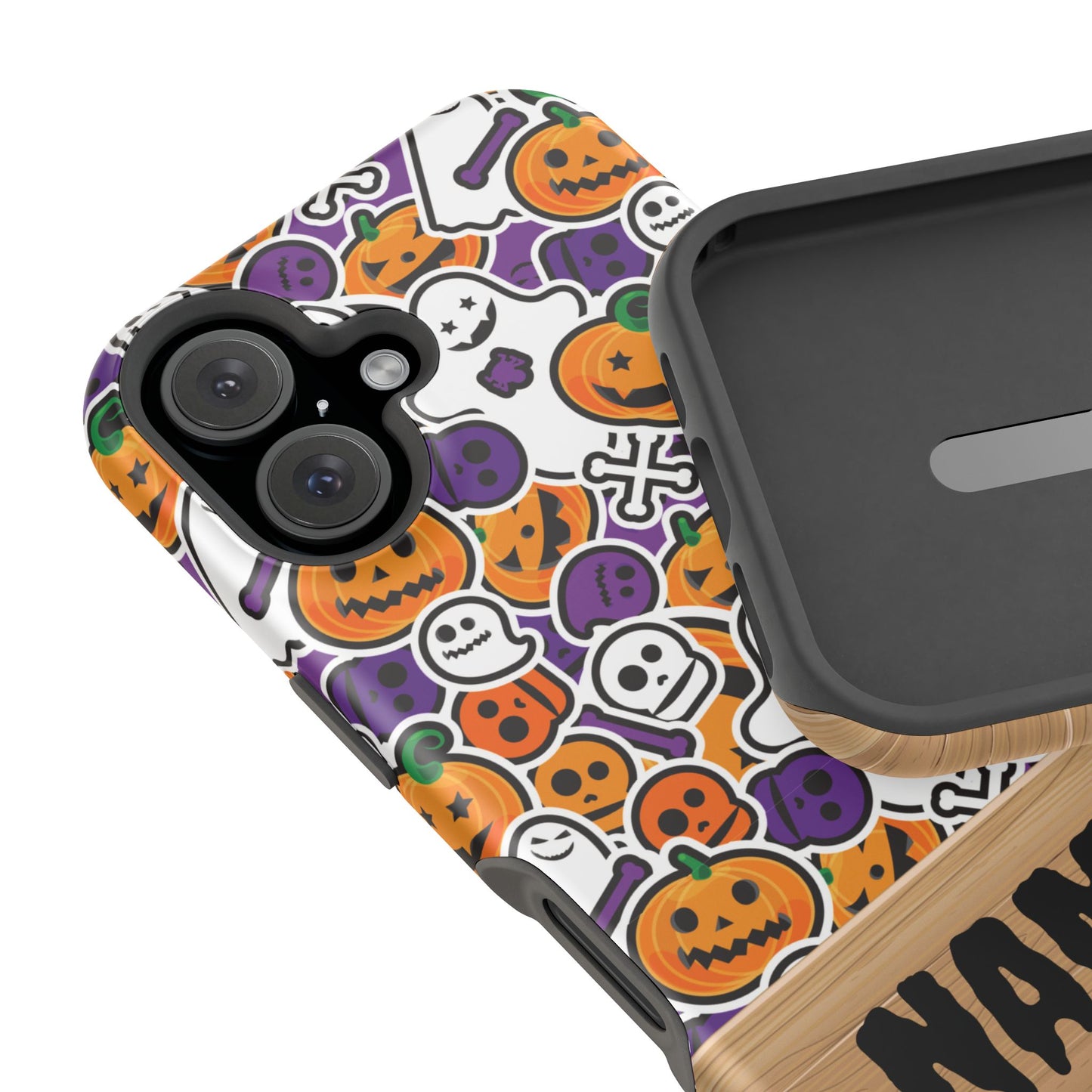 Custom, Personalized Halloween Magnetic Tough Cases for iPhone - purple pumpkin ghost skull phone case