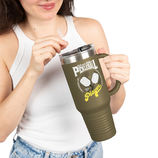 Taza de viaje con aislamiento, 40 oz, el mejor jugador de pickleball del mundo, regalo divertido de pickleball
