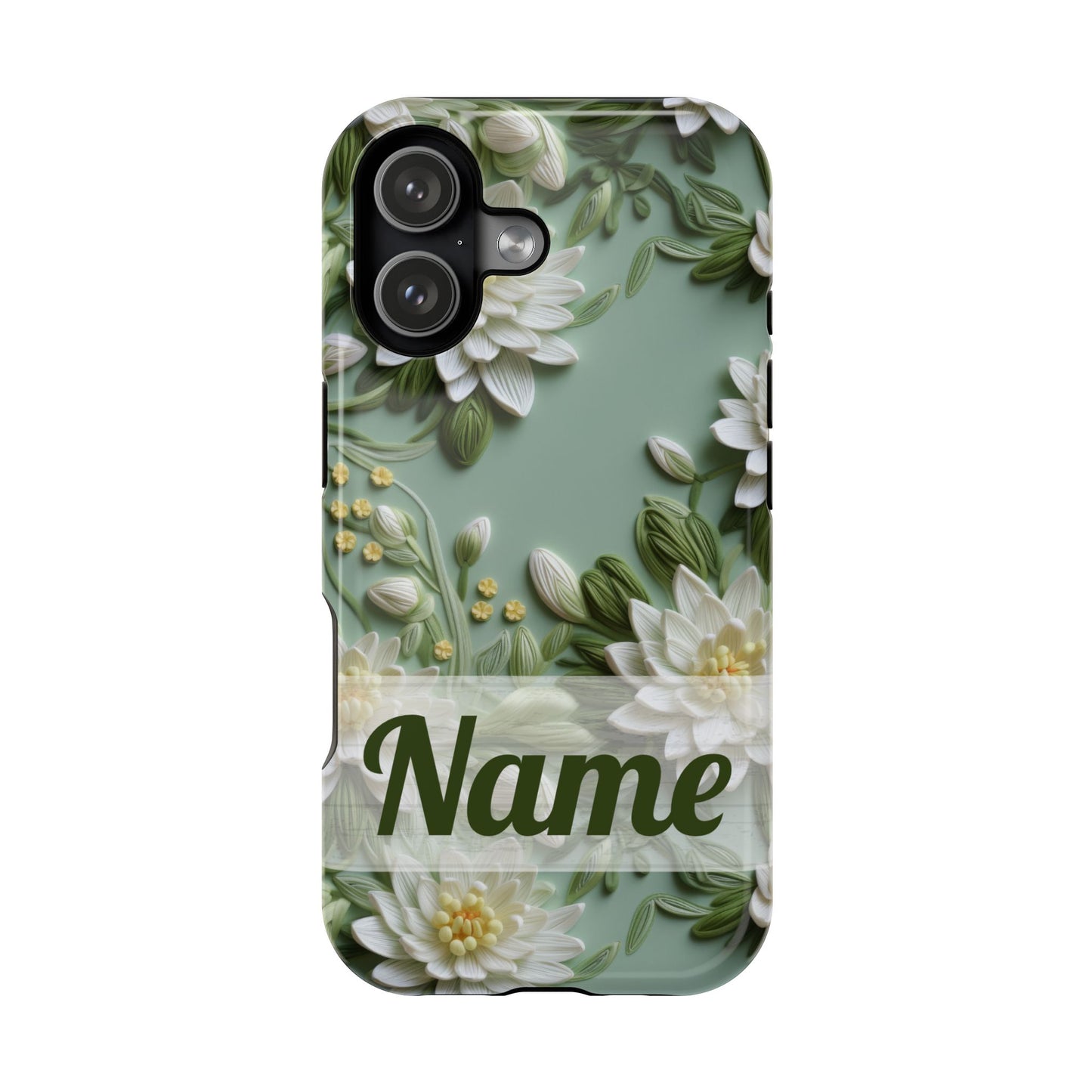 July Birth Flower Phone Case • Embroidered Water Lily iPhone Cover • Pastel MagSafe Gift