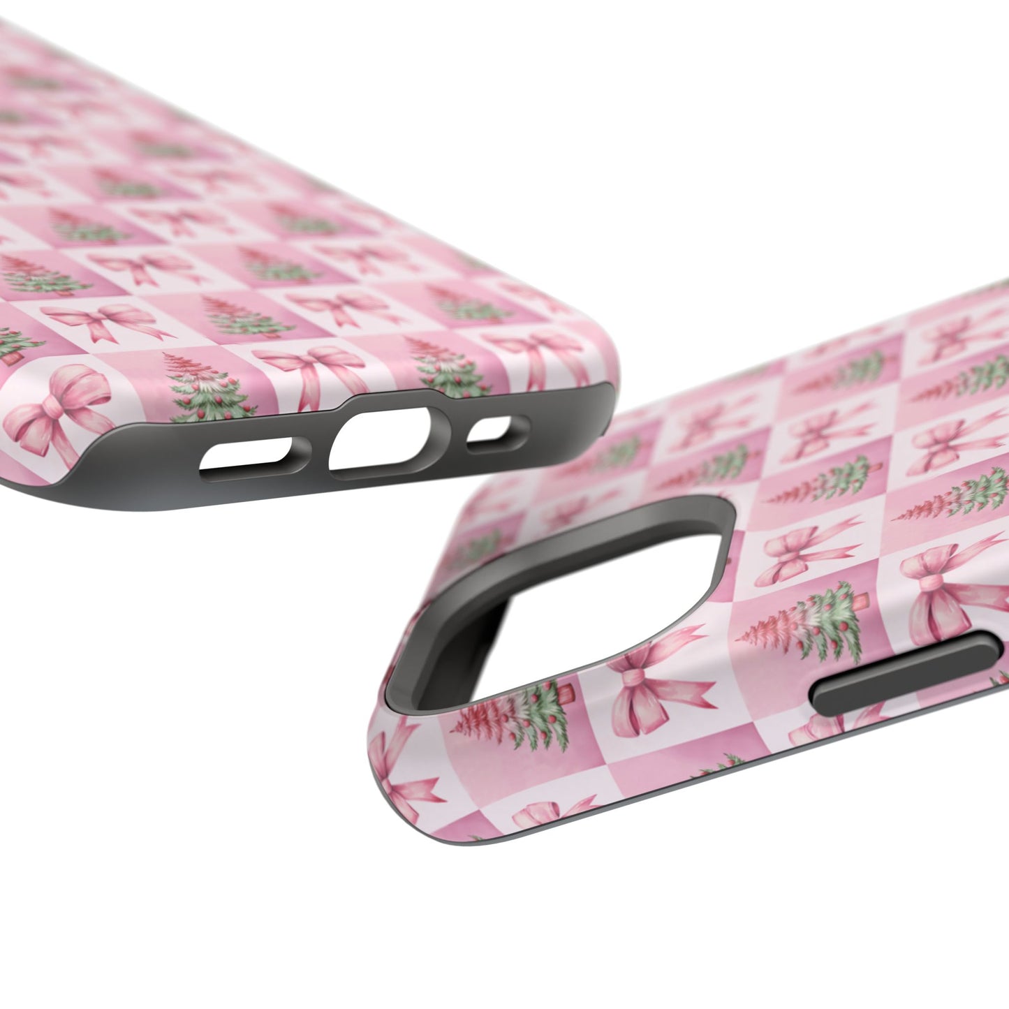 Pink Retro Christmas Tree & Coquette Phone Case - Christmas Phone Case Impact-Resistant Cases iPhone Samsung