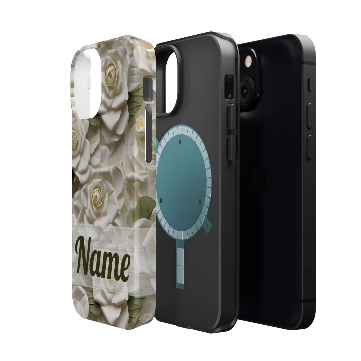 June Birth Flower Phone Case • White Paper Rose iPhone Cover • 3D Floral MagSafe Gift