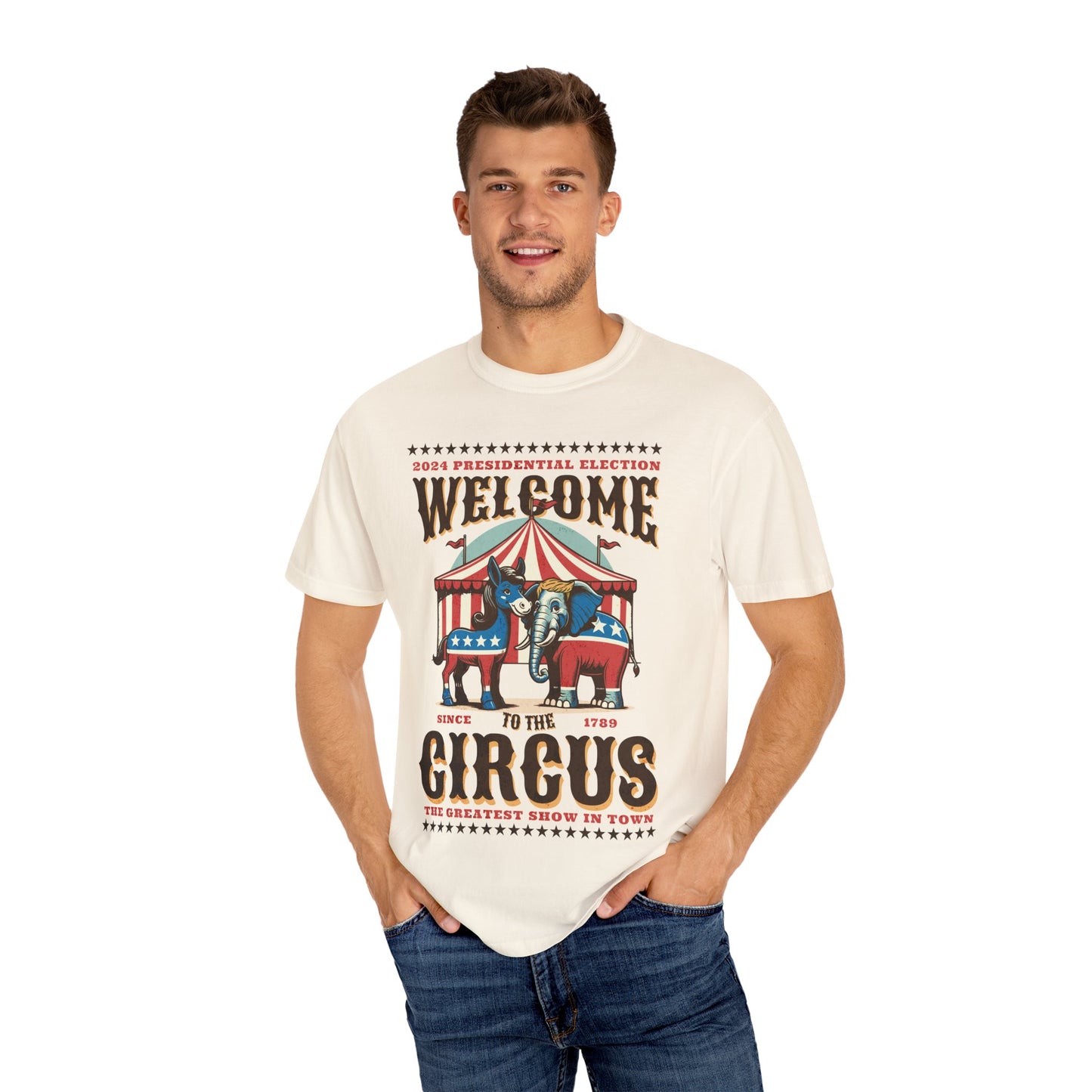 Political Circus T-Shirt | Elephant & Donkey Satire Unisex Garment-Dyed T-shirt election Comfort Colors 1717