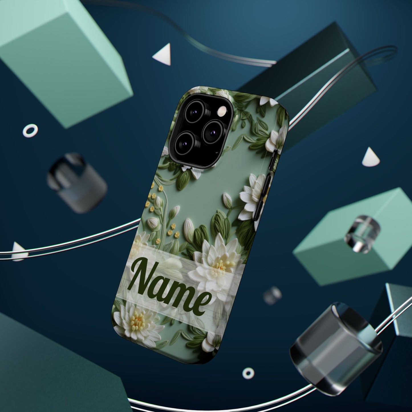 July Birth Flower Phone Case • Embroidered Water Lily iPhone Cover • Pastel MagSafe Gift