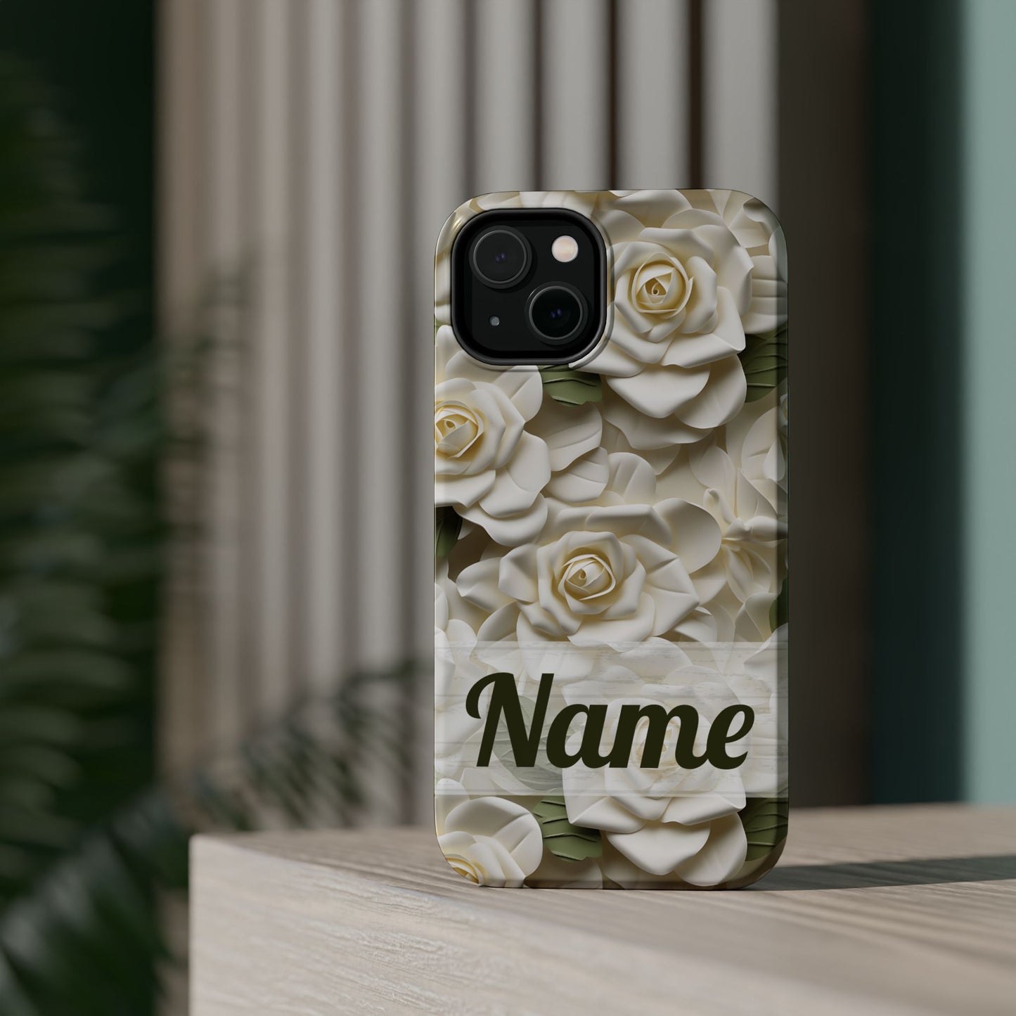 June Birth Flower Phone Case • White Paper Rose iPhone Cover • 3D Floral MagSafe Gift
