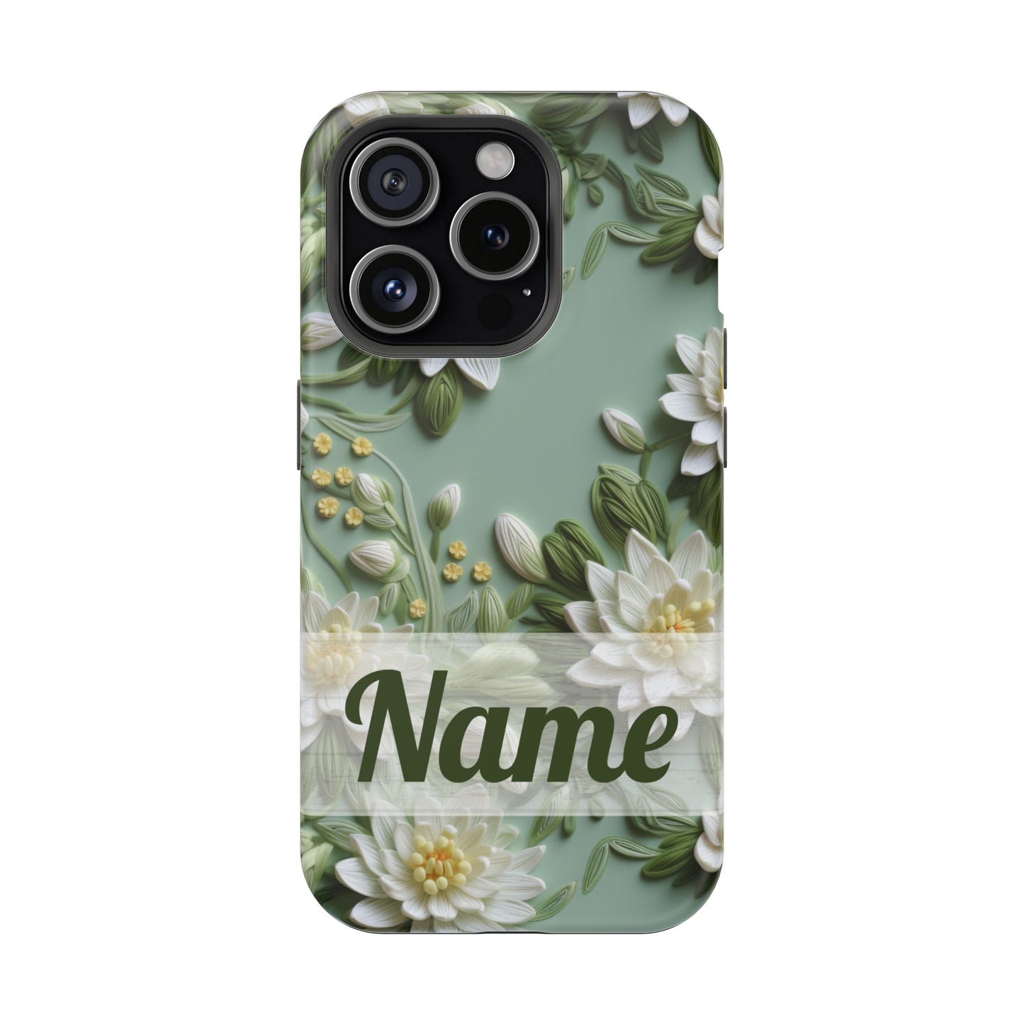 July Birth Flower Phone Case • Embroidered Water Lily iPhone Cover • Pastel MagSafe Gift