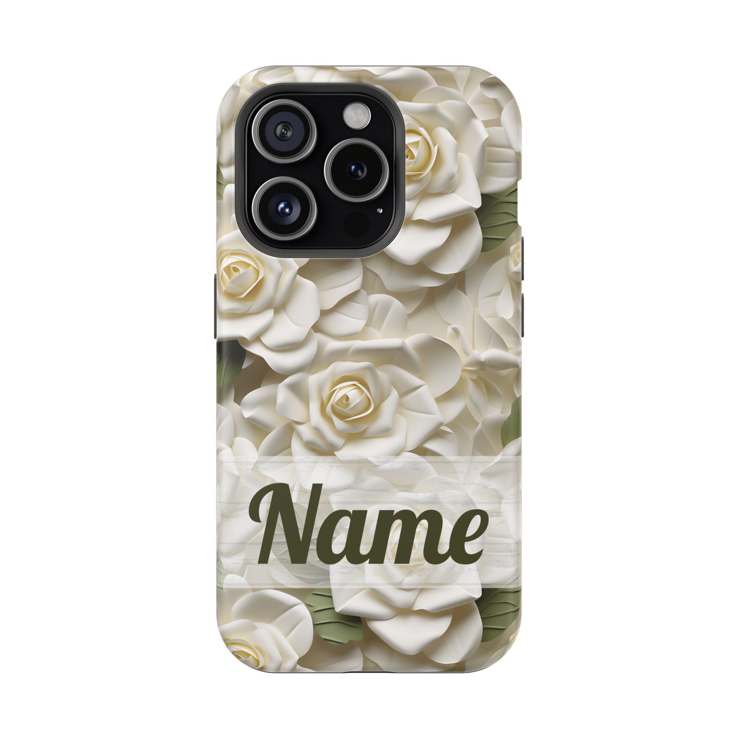 June Birth Flower Phone Case • White Paper Rose iPhone Cover • 3D Floral MagSafe Gift