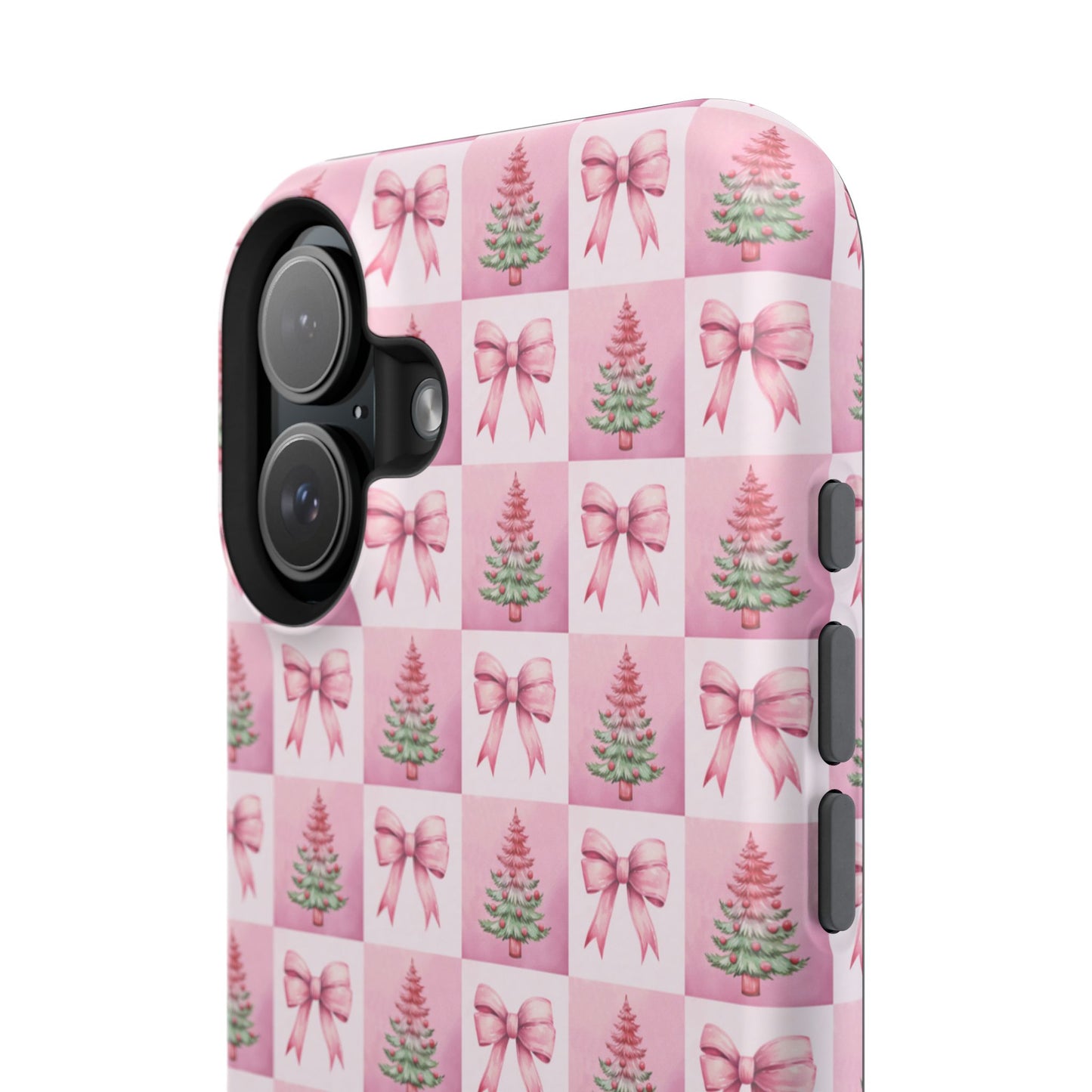 Pink Retro Christmas Tree & Coquette Phone Case - Christmas Phone Case Impact-Resistant Cases iPhone Samsung