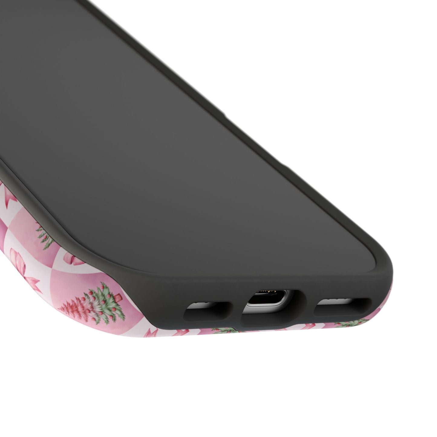 Pink Retro Christmas Tree & Coquette Phone Case - Christmas Phone Case Impact-Resistant Cases iPhone Samsung