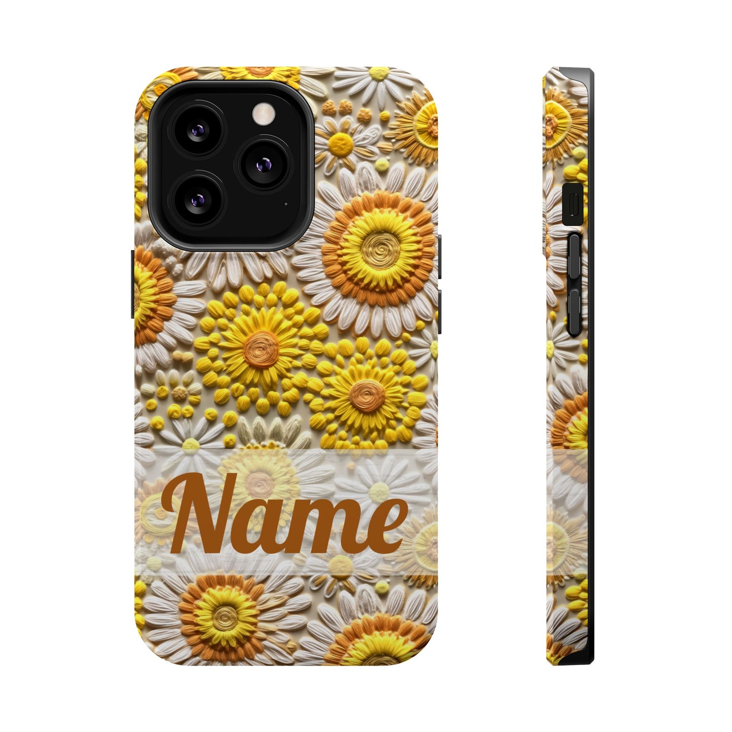 April Birth Flower Phone Case • Embroidered Daisy iPhone Cover • Colorful MagSafe Gift Idea
