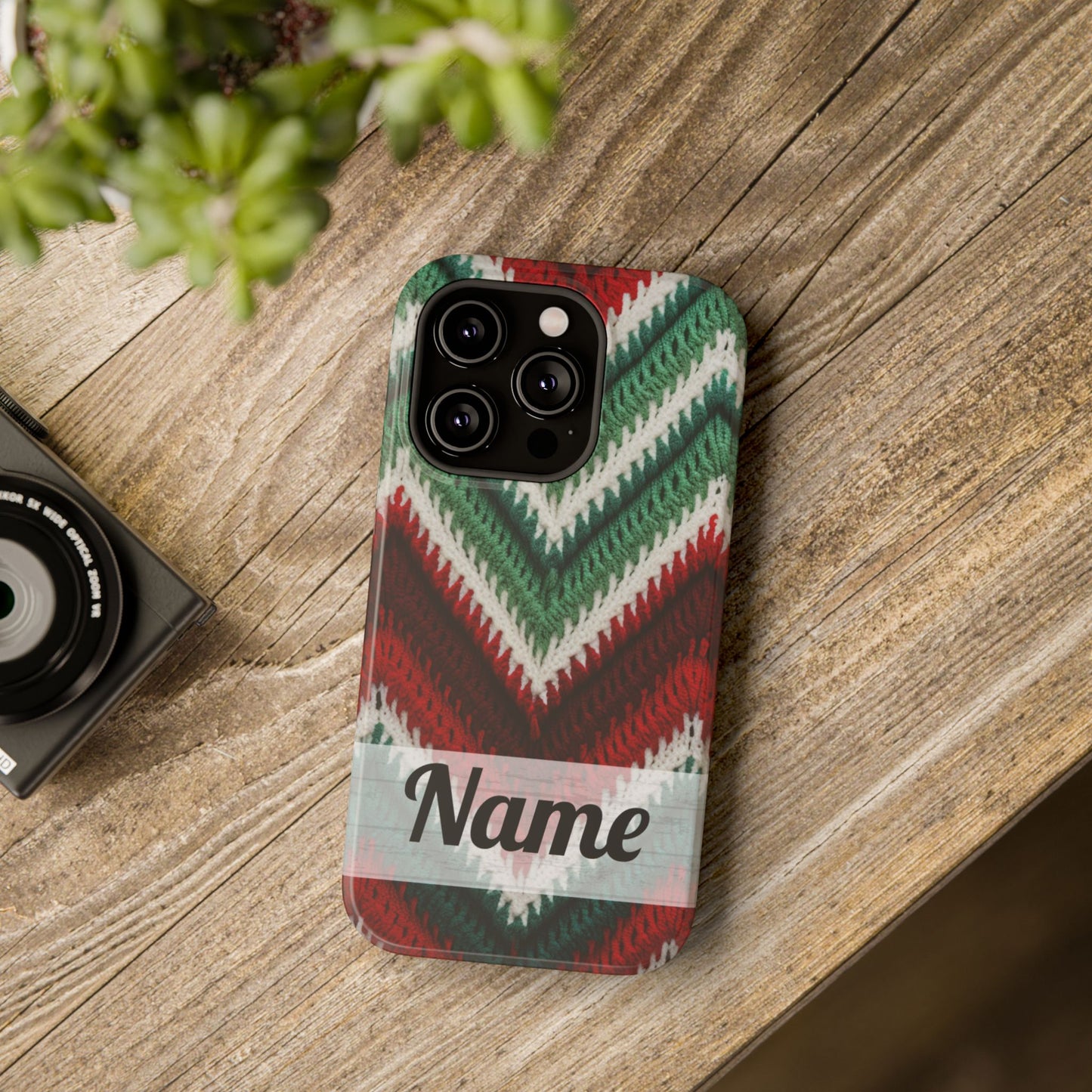 Vintage Christmas Crocheted Afghan Phone Case - Personalized Christmas Phone Case Impact-Resistant Case
