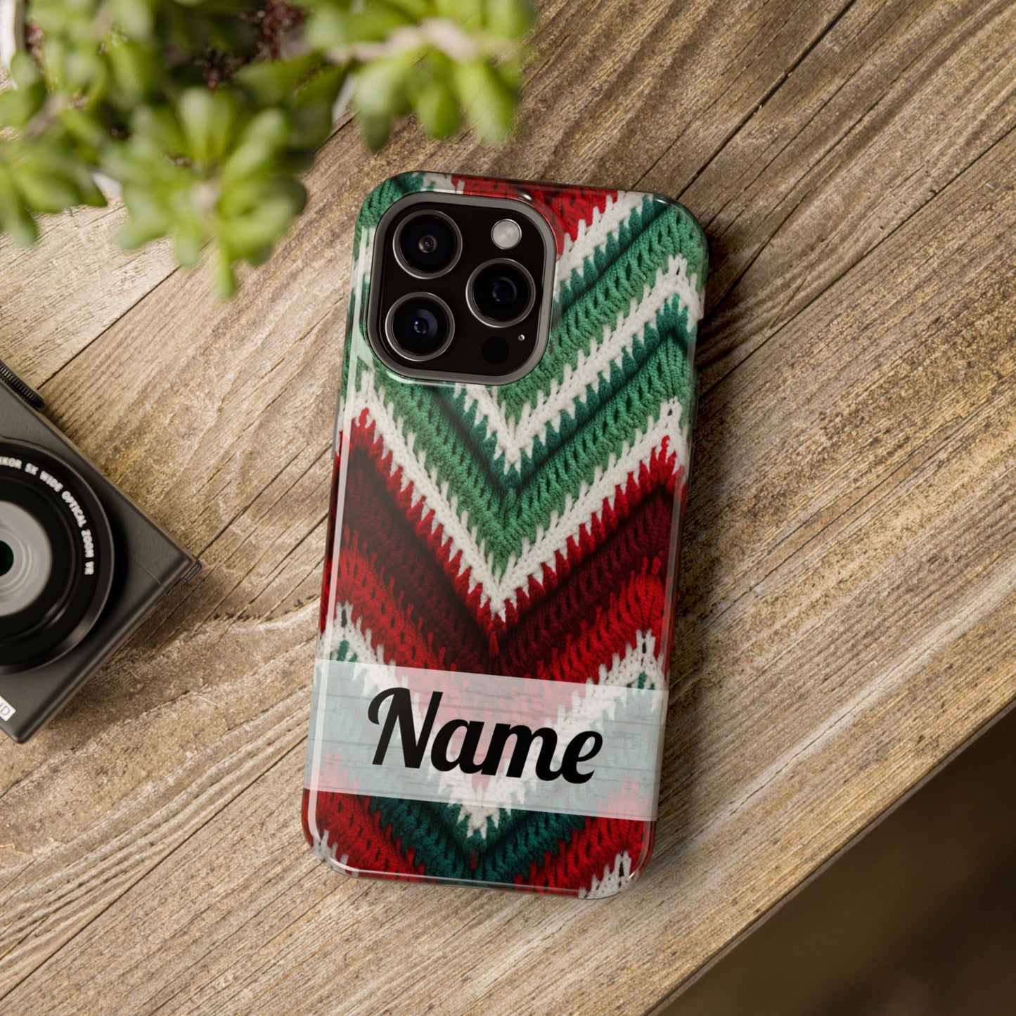 Vintage Christmas Crocheted Afghan Phone Case - Personalized Christmas Phone Case Impact-Resistant Case