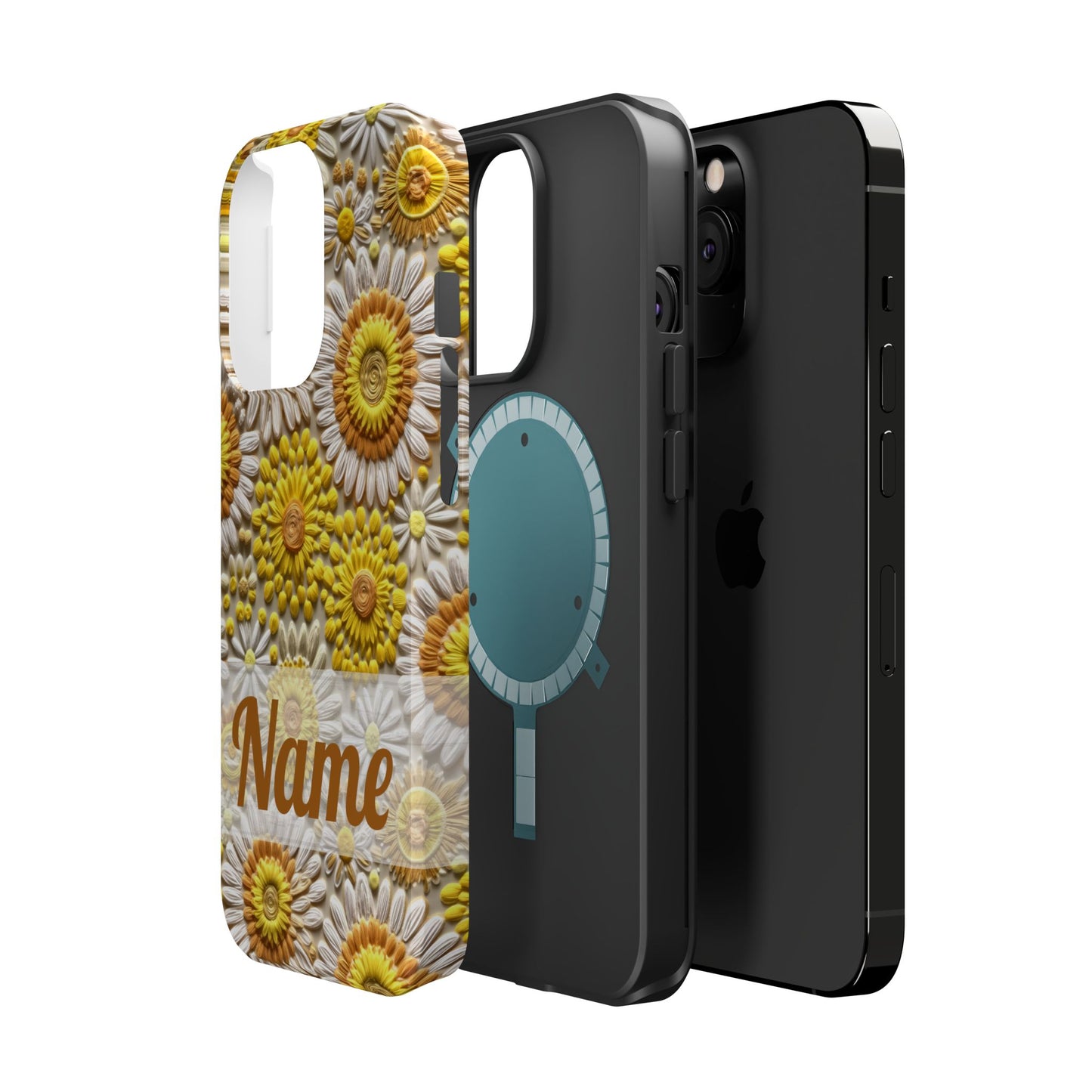 April Birth Flower Phone Case • Embroidered Daisy iPhone Cover • Colorful MagSafe Gift Idea