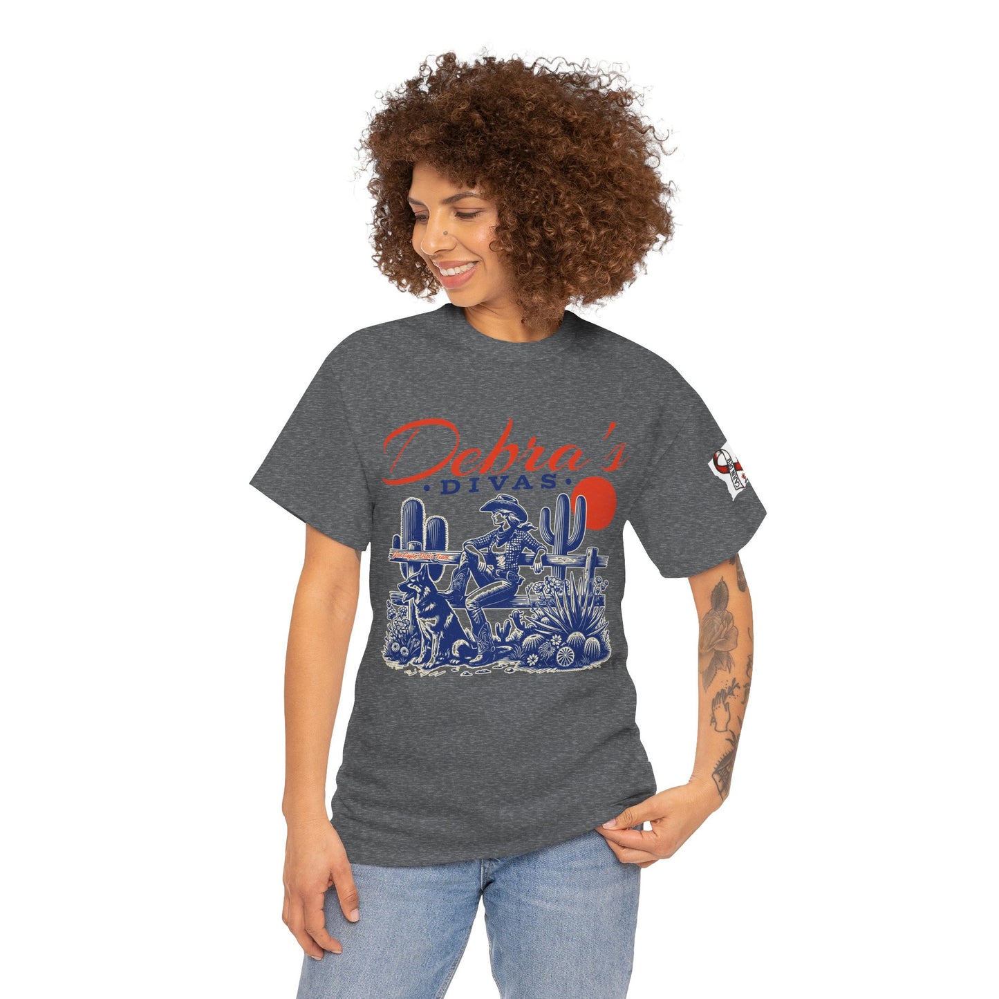 Debra’s Divas Cowgirl Tee | Vintage Western Gift Shirt GILDAN 5000 Desert Diva Unisex Heavy Cotton Tee, Cowgirl Western Shirt,Trendy Graphic Tee, Gift for Dog Lovers, Vintage Desert Style