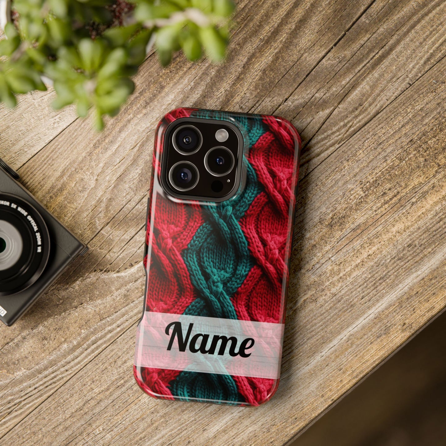 Vintage Christmas Crocheted Afghan Phone Case - Personalized Christmas Phone Case Impact-Resistant Case