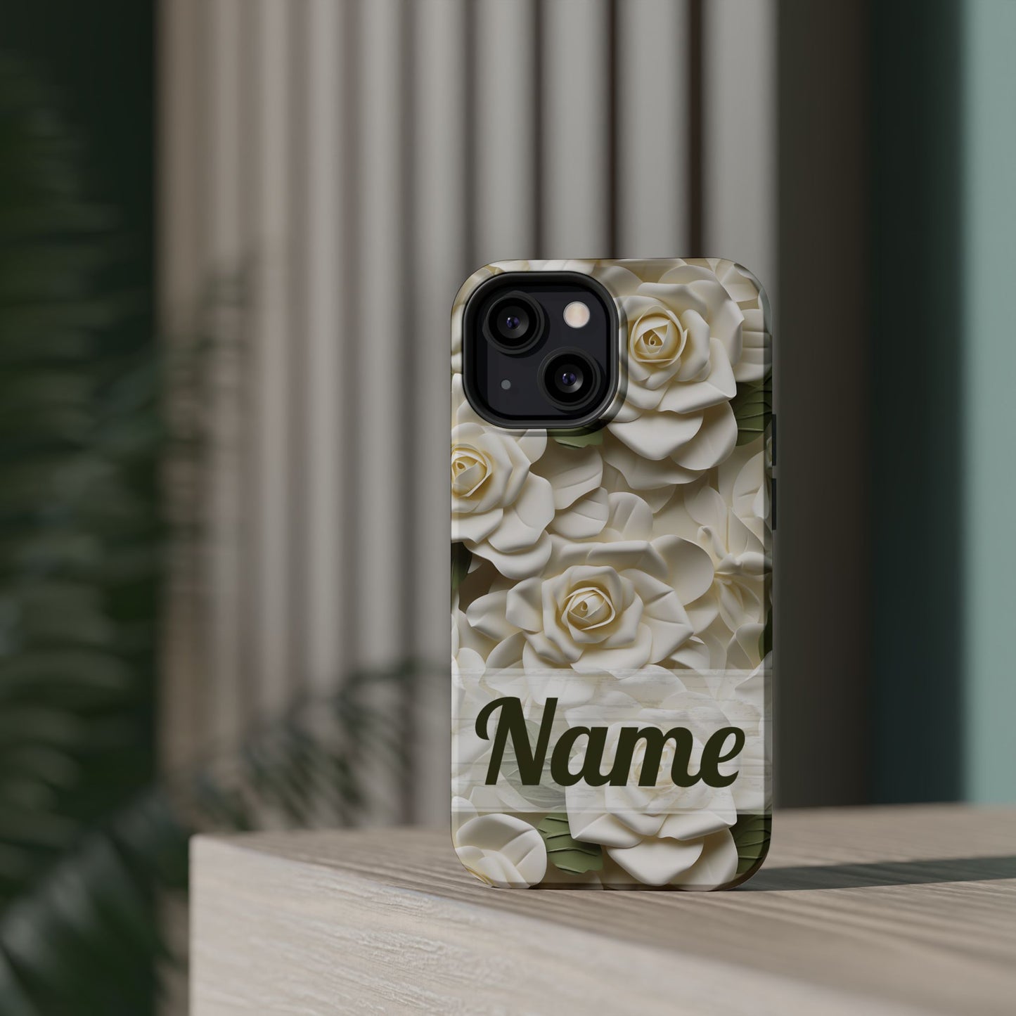 June Birth Flower Phone Case • White Paper Rose iPhone Cover • 3D Floral MagSafe Gift