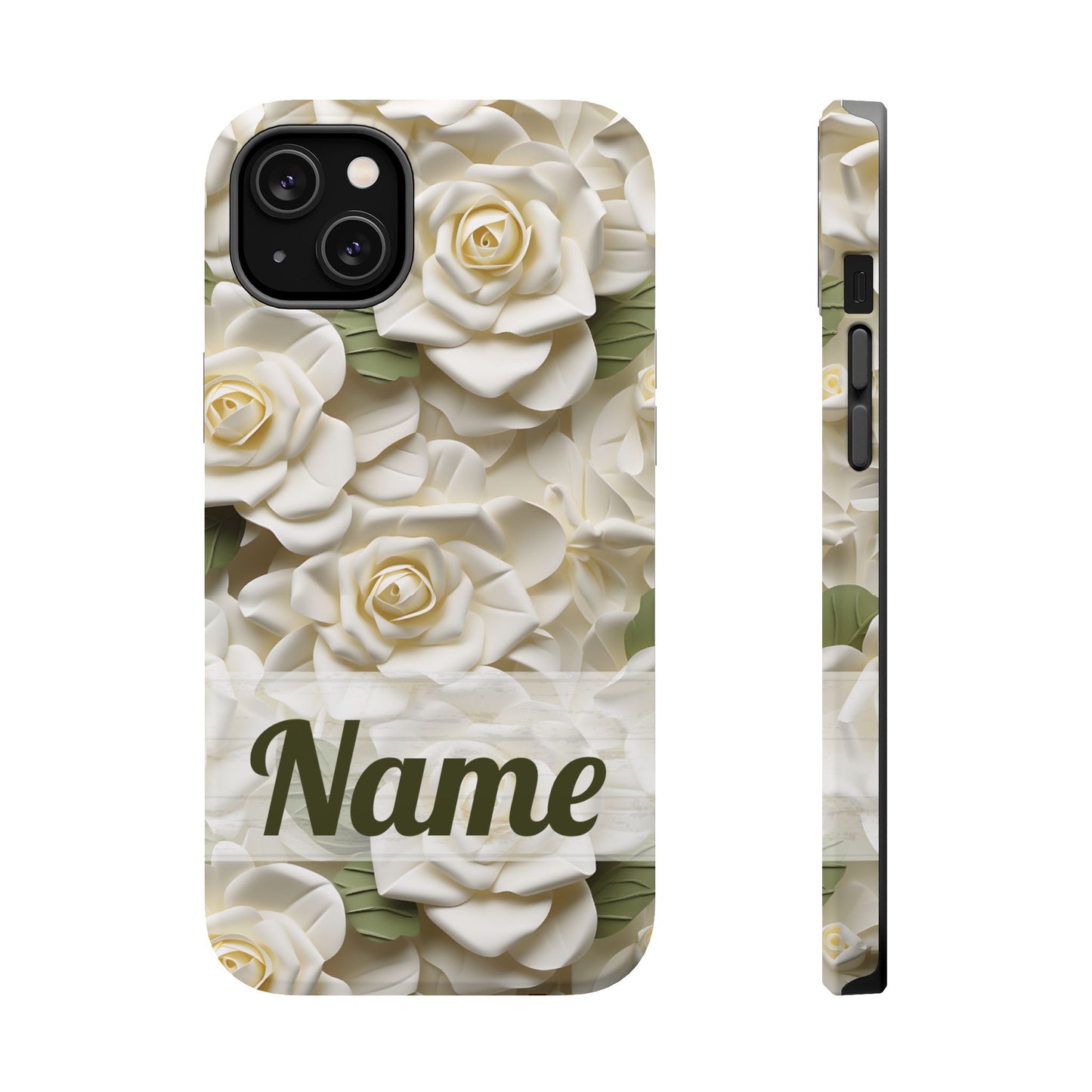 June Birth Flower Phone Case • White Paper Rose iPhone Cover • 3D Floral MagSafe Gift