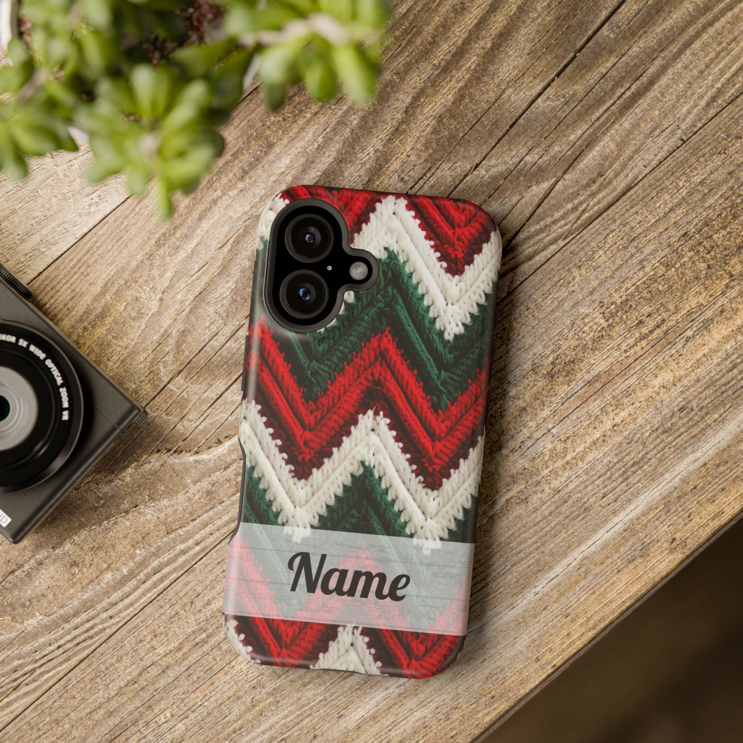 Vintage Christmas Crocheted Afghan Phone Case - Personalized Christmas Phone Case Impact-Resistant Case