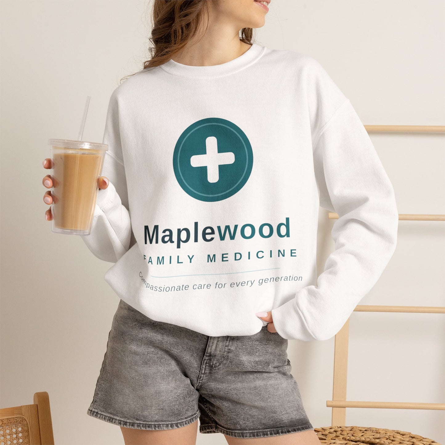 Custom Medical Office Logo Sweatshirt Clinic Team Gift Personalized Practice Crewneck Gildan 18000