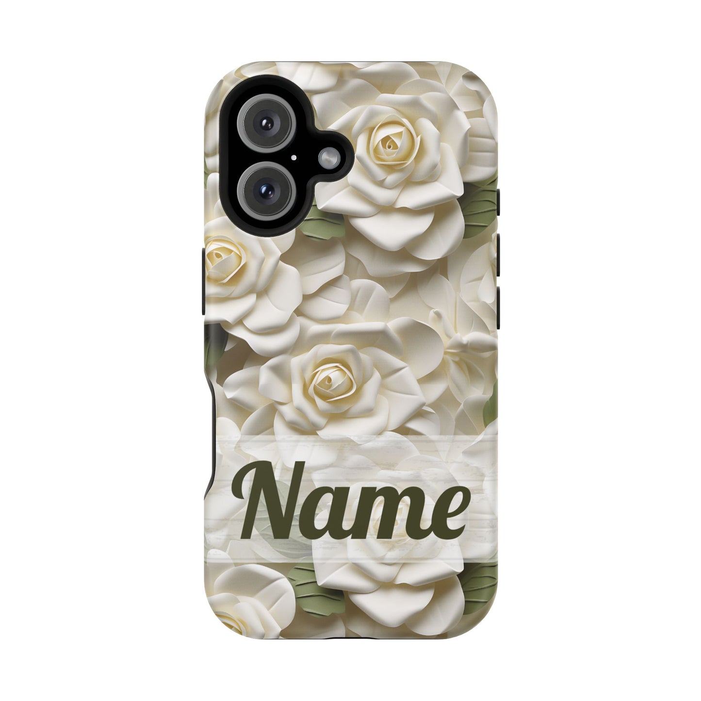 June Birth Flower Phone Case • White Paper Rose iPhone Cover • 3D Floral MagSafe Gift