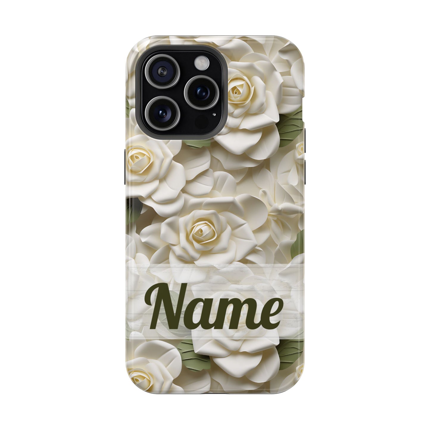 June Birth Flower Phone Case • White Paper Rose iPhone Cover • 3D Floral MagSafe Gift