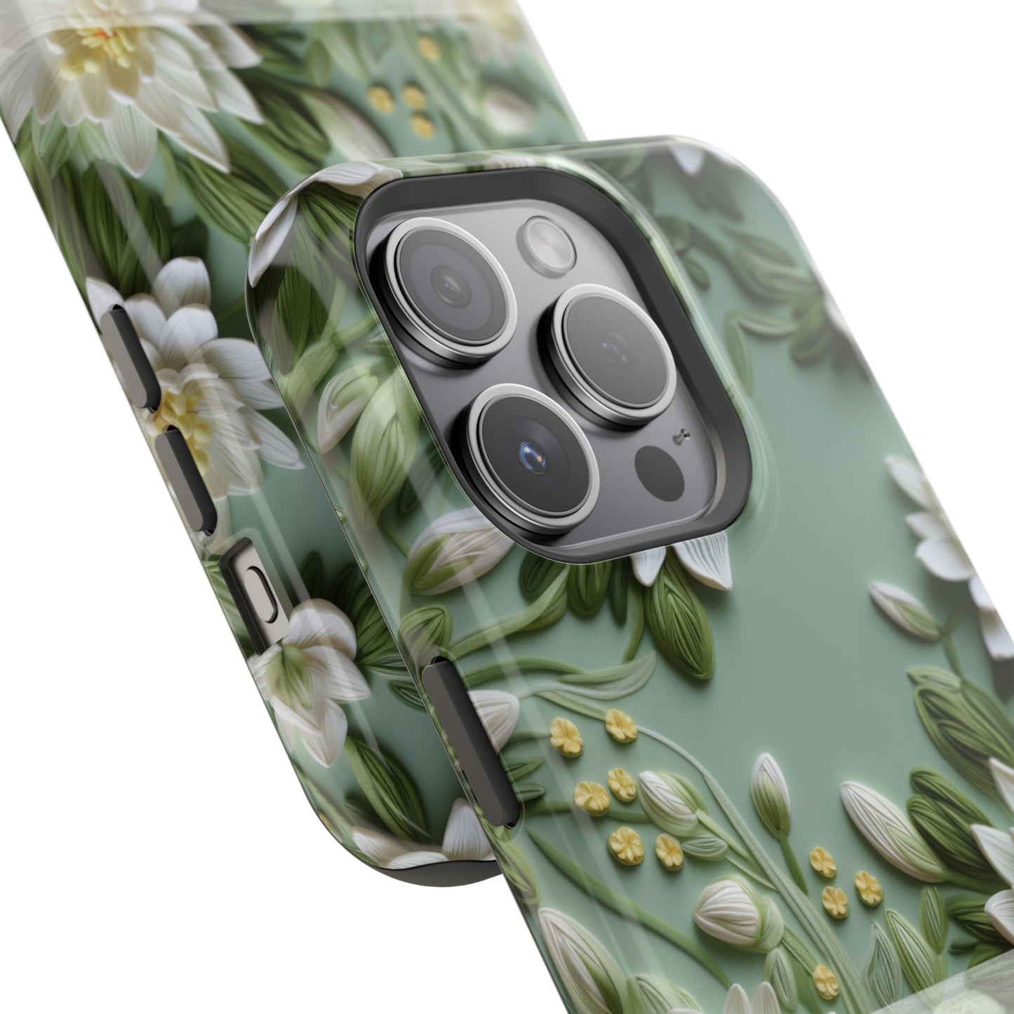 July Birth Flower Phone Case • Embroidered Water Lily iPhone Cover • Pastel MagSafe Gift