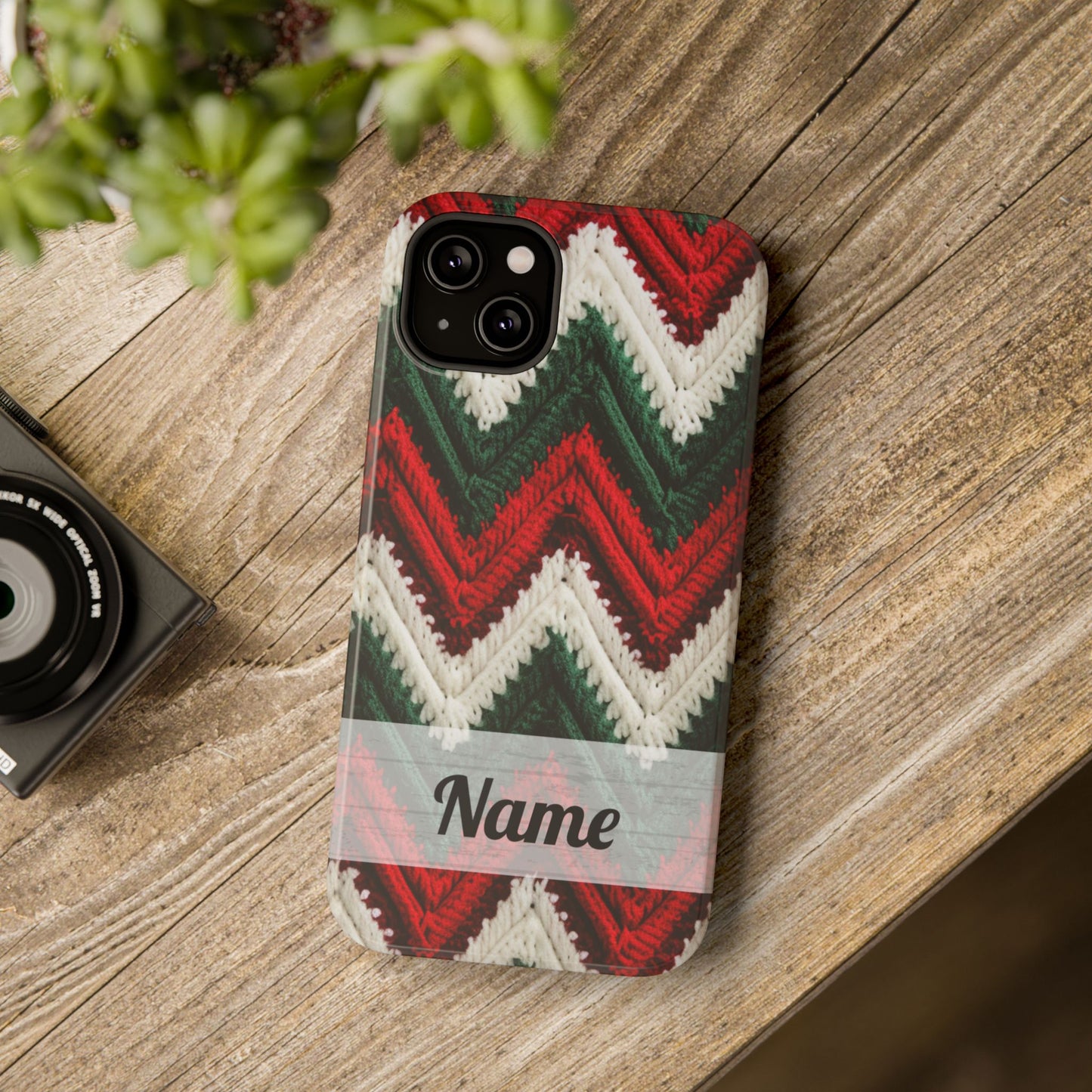 Vintage Christmas Crocheted Afghan Phone Case - Personalized Christmas Phone Case Impact-Resistant Case
