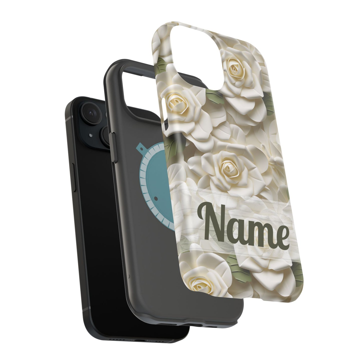 June Birth Flower Phone Case • White Paper Rose iPhone Cover • 3D Floral MagSafe Gift