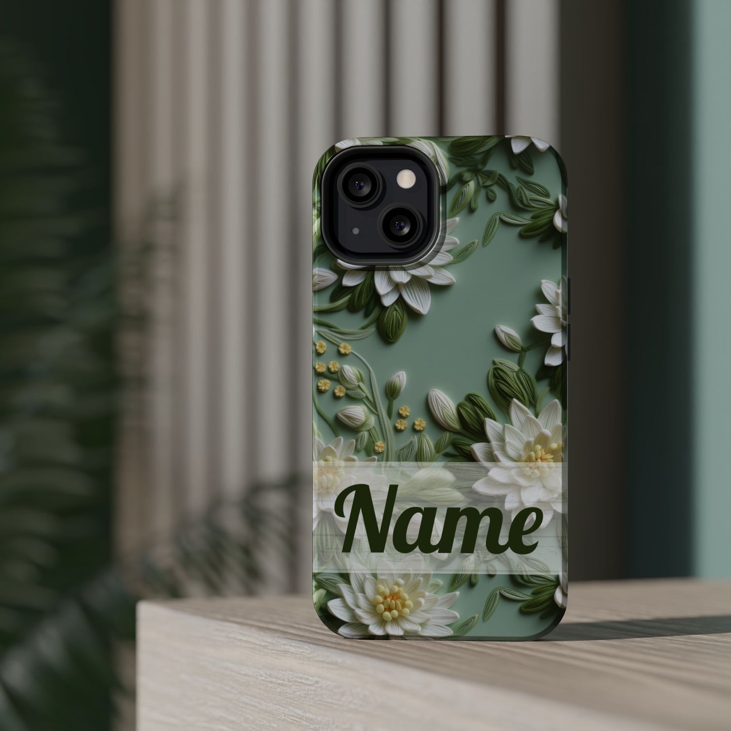 July Birth Flower Phone Case • Embroidered Water Lily iPhone Cover • Pastel MagSafe Gift