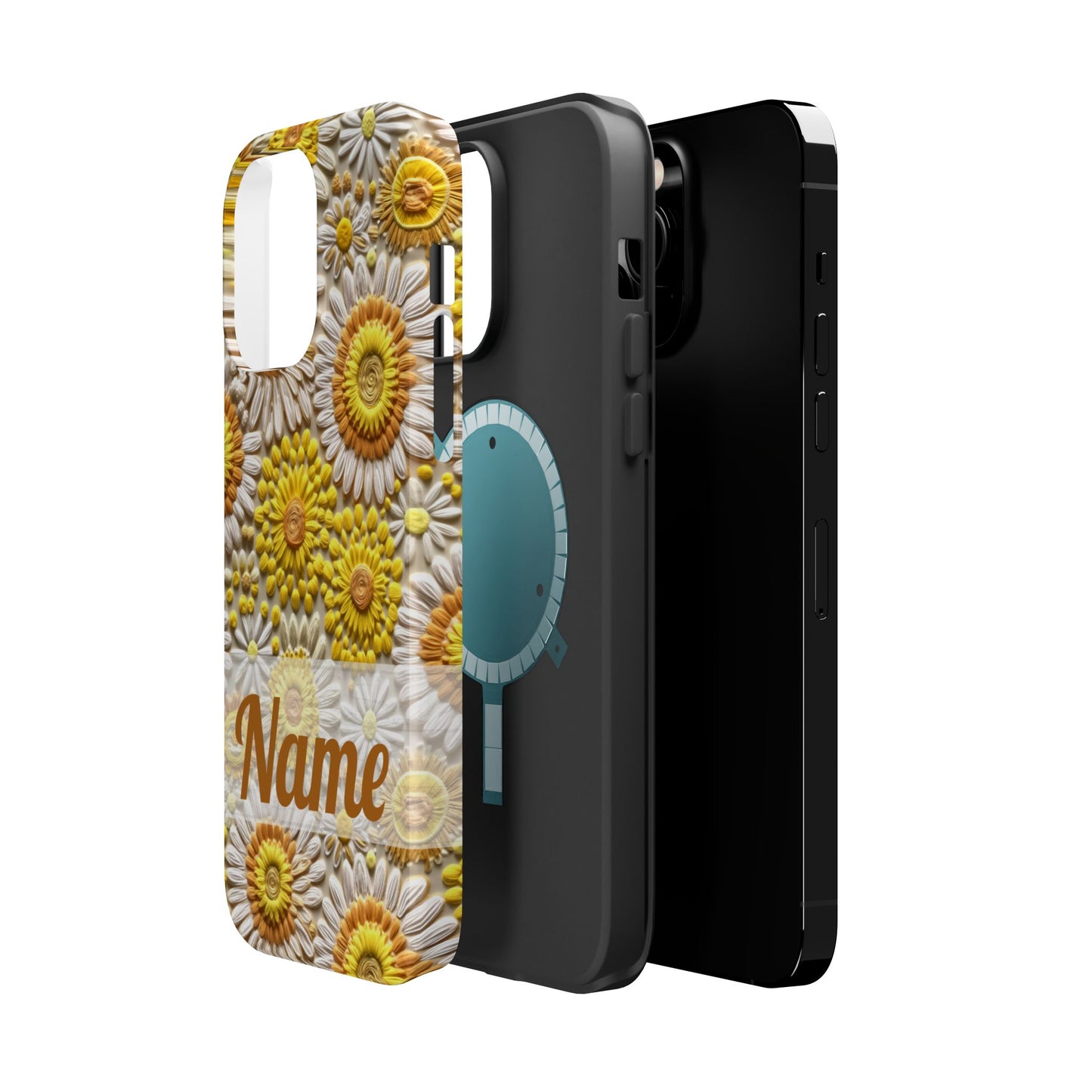 April Birth Flower Phone Case • Embroidered Daisy iPhone Cover • Colorful MagSafe Gift Idea