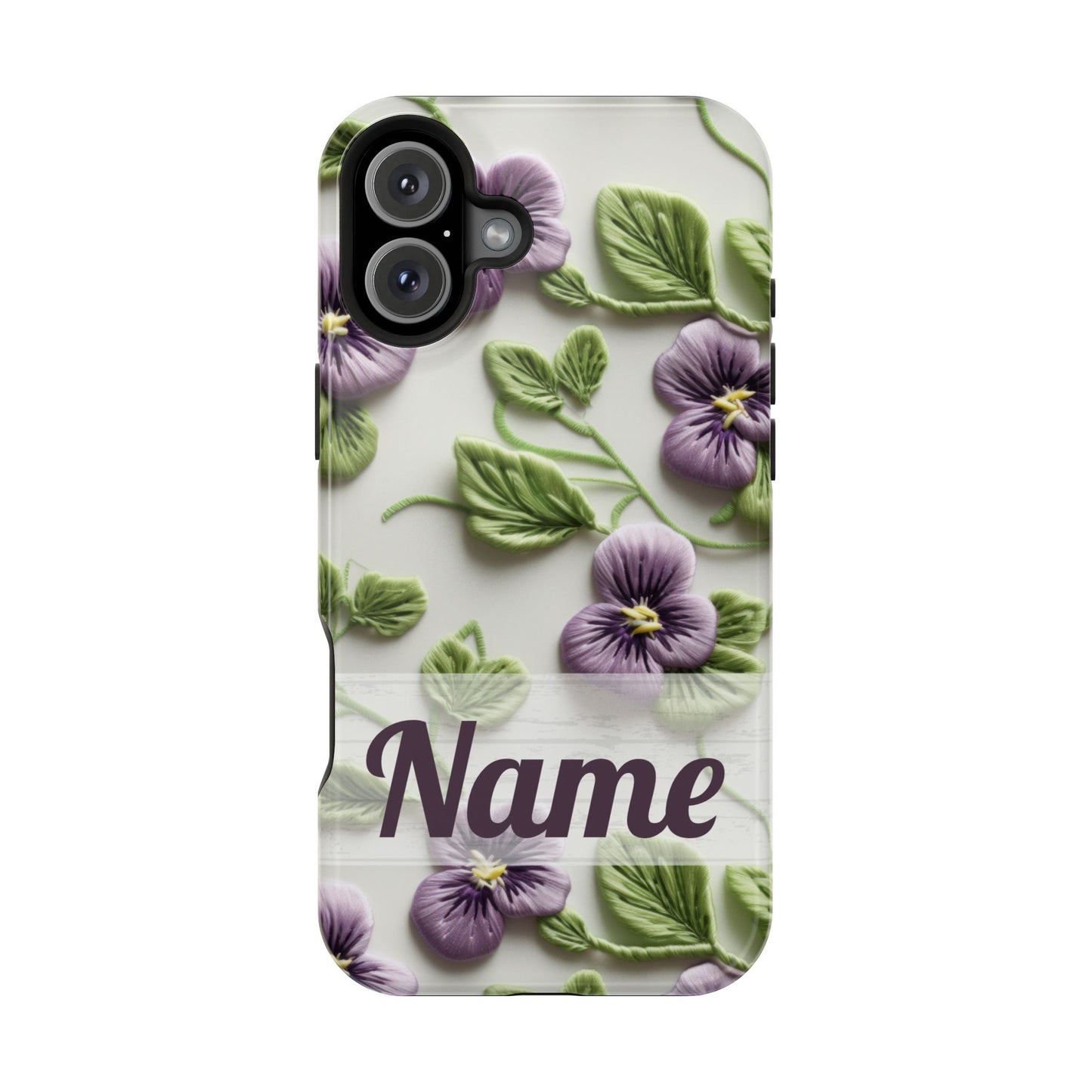 February Birth Flower Phone Case • Violet Embroidery iPhone Cover • MagSafe Gift for Her