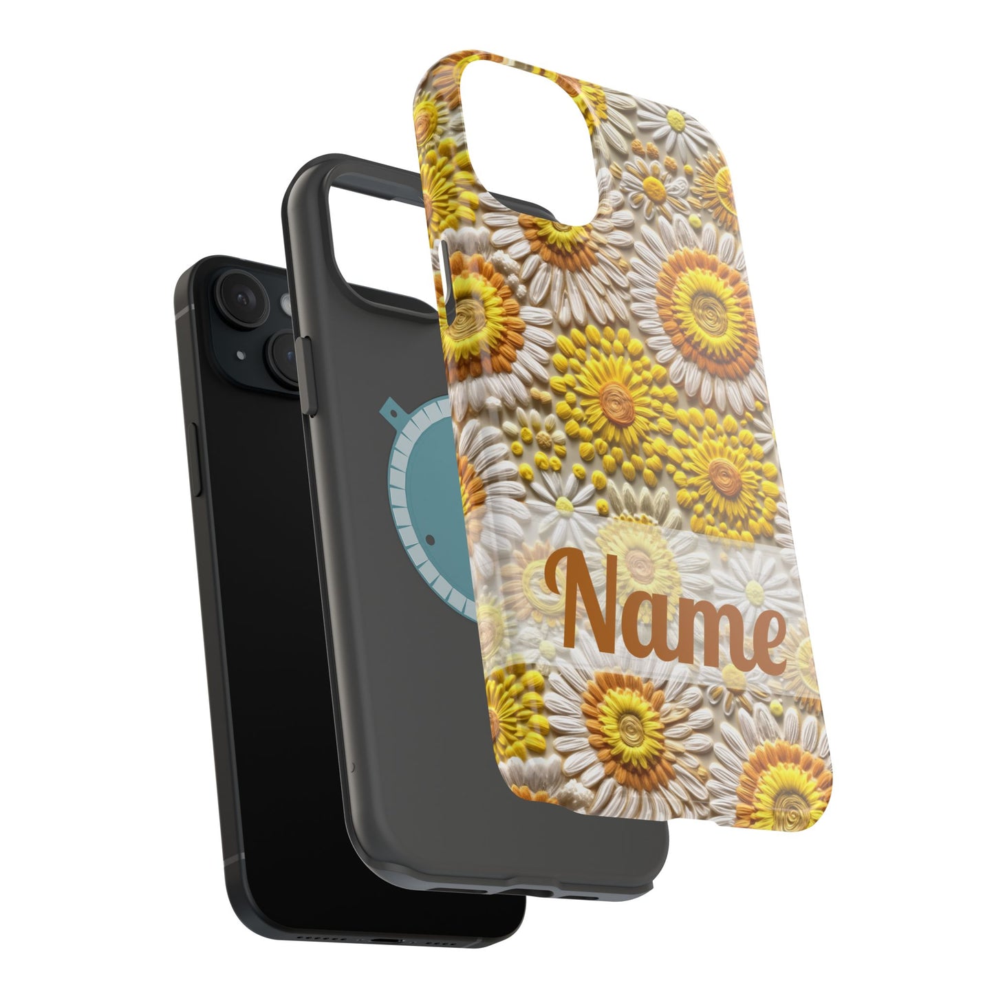 April Birth Flower Phone Case • Embroidered Daisy iPhone Cover • Colorful MagSafe Gift Idea
