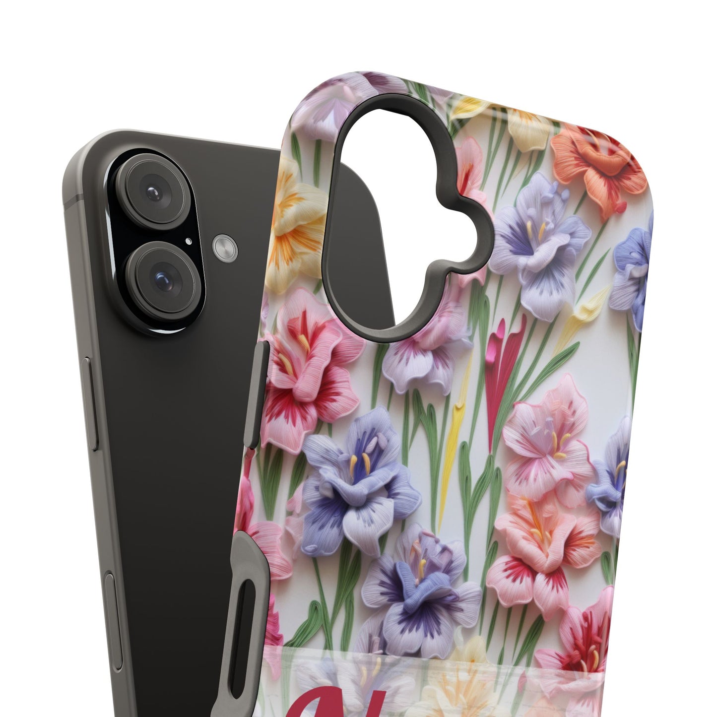 August Birth Flower Phone Case • 3D Gladiolus iPhone Cover • Pastel Floral MagSafe Gift